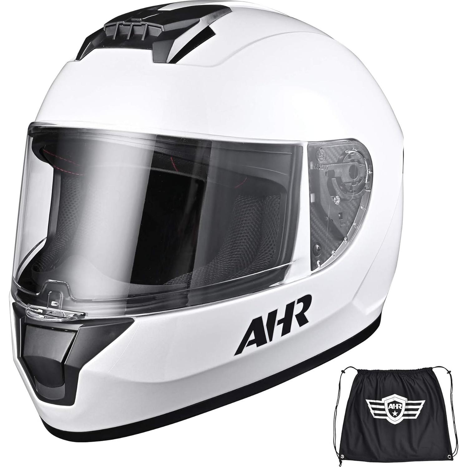 Casco AHR Full Face Touring Racing Run-F3 Negro y Blanco