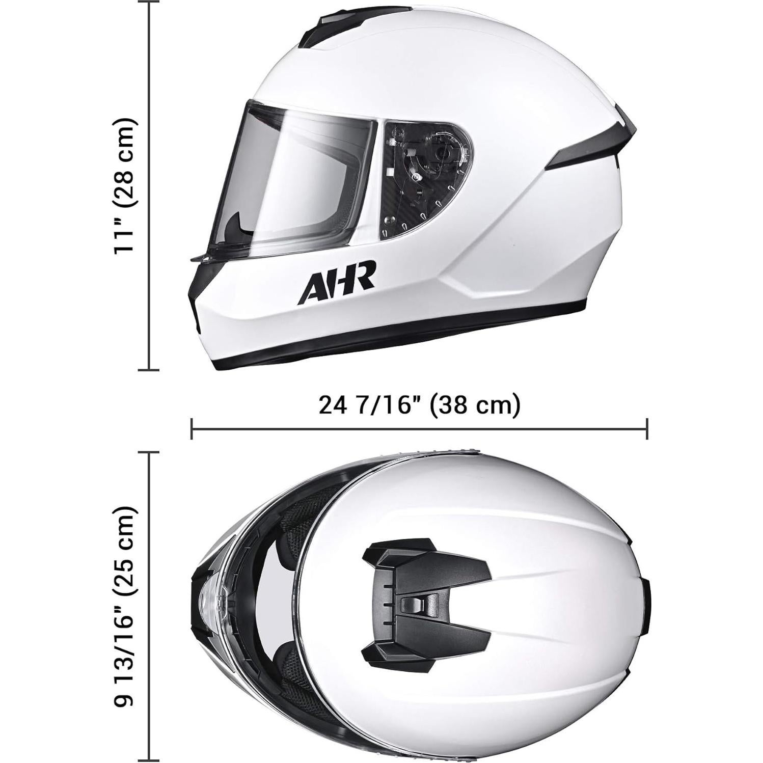 Casco AHR Full Face Touring Racing Run-F3 Negro y Blanco