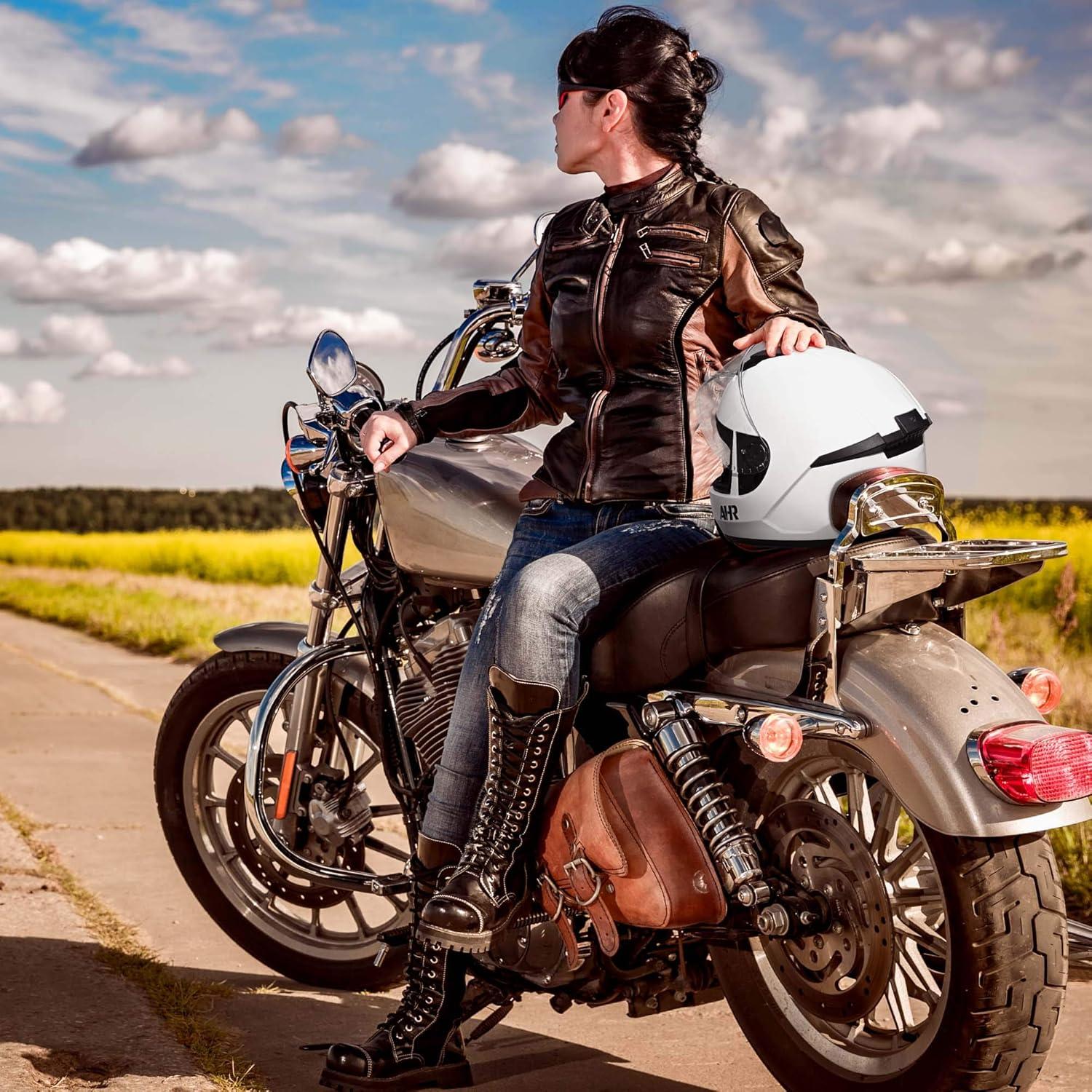 Casco AHR Full Face Touring Racing Run-F3 Negro y Blanco