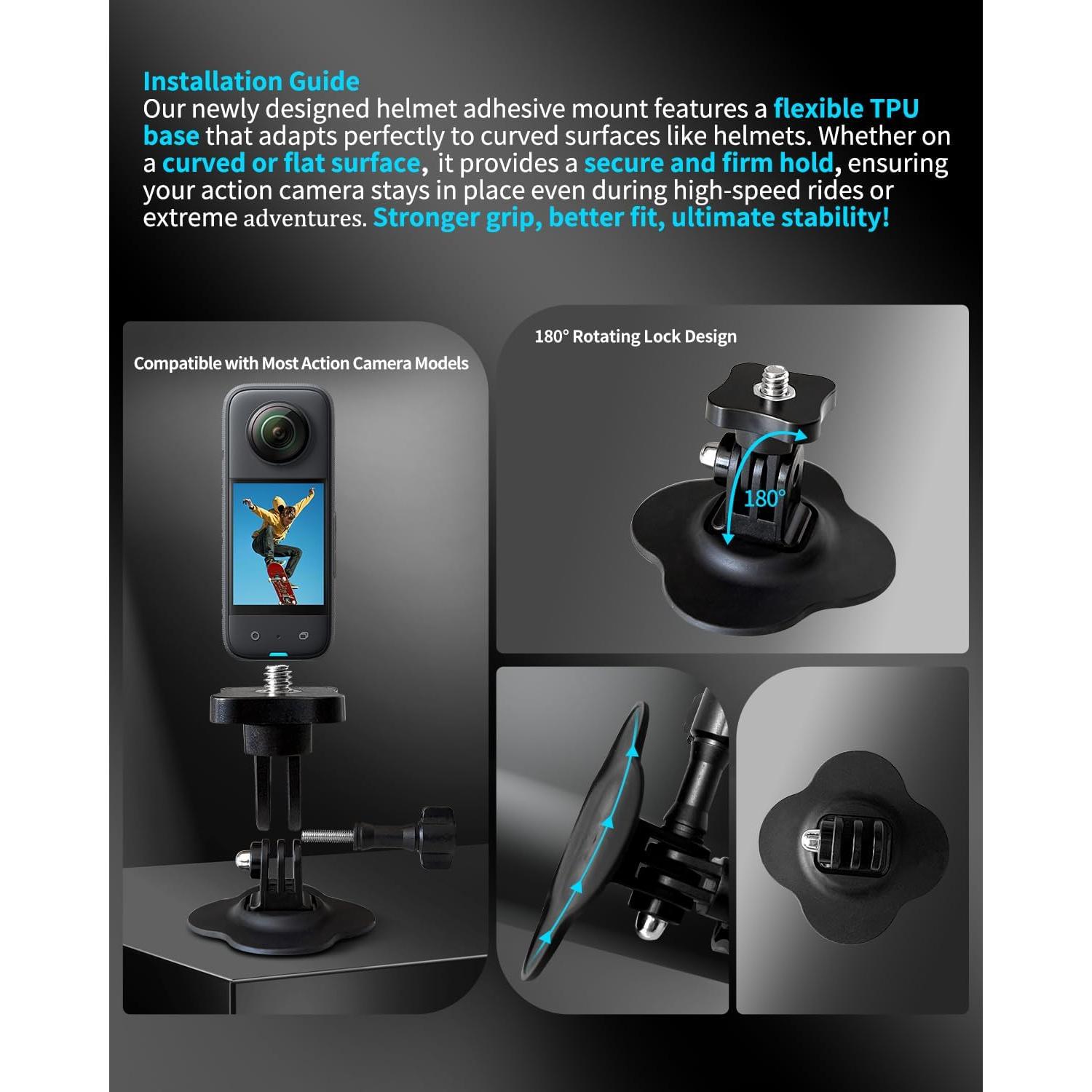 Soporte Adhesivo Flexible HERSAUL para GoPro Hero 8-13 e Insta360