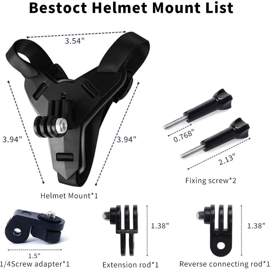 Soporte para casco Bestoct GoPro Hero 13/12/11/10/9/8/7/6/5 Negro