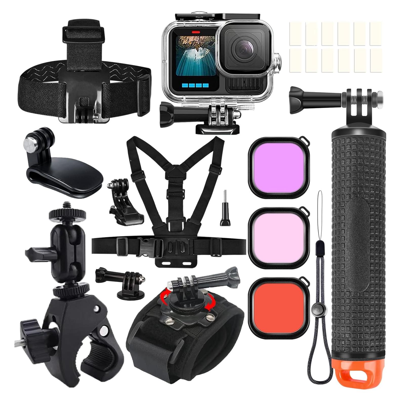 Kit de Accesorios para Gopro Hero 13 12 11 10 9 - Estuche Impermeable, Soporte Flotante y Correas Ajustables