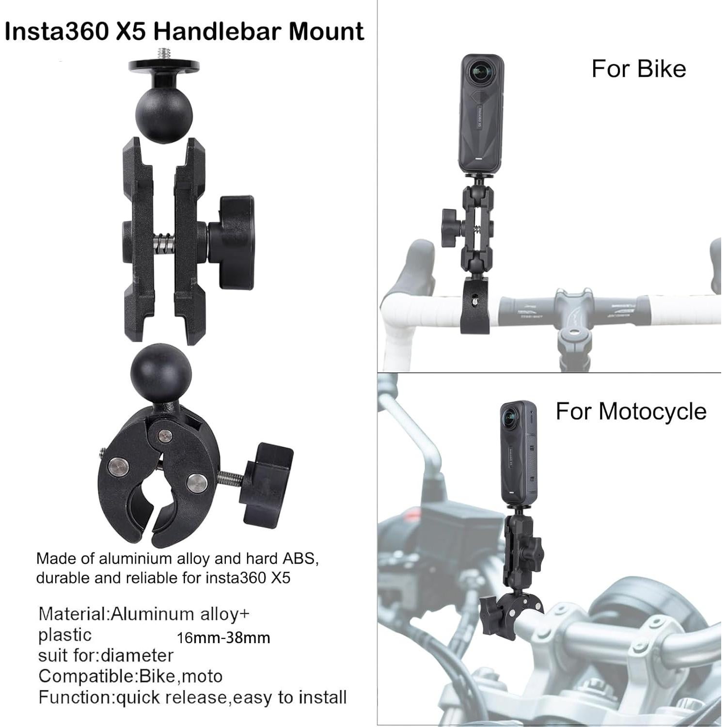 Soporte de cámara PellKing para motocicleta y bicicleta 360°