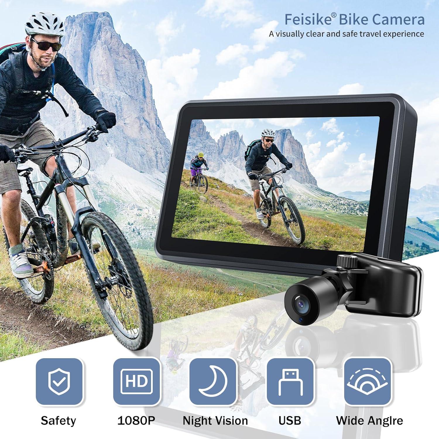 Espejo de Manillar FEISIKE con Cámara HD 4.3" y Visión Nocturna