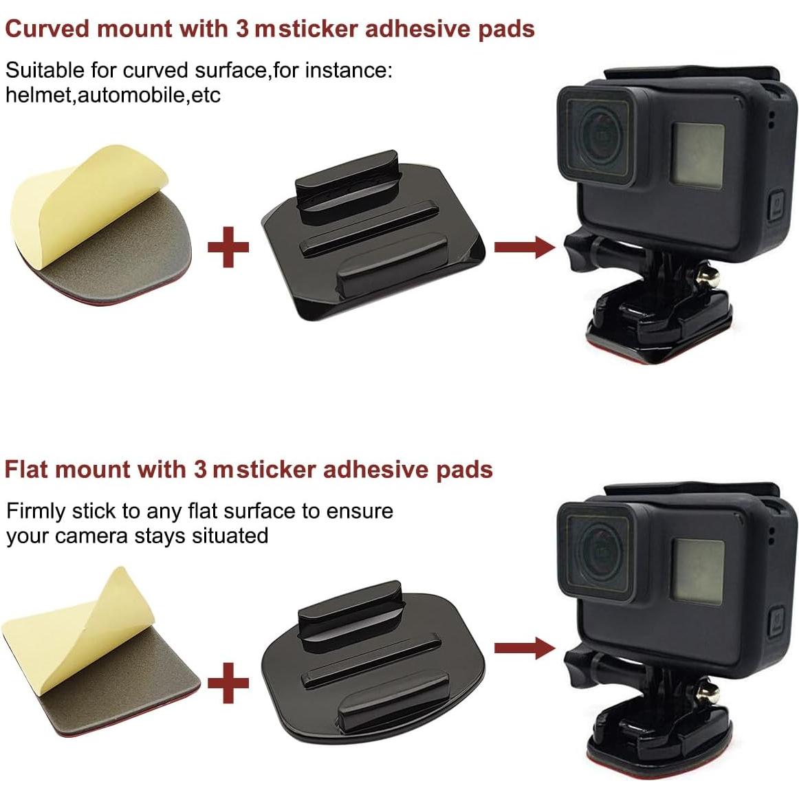 Montajes Adhesivos Planos y Curvos IOUALEY para GoPro - Paquete de 10
