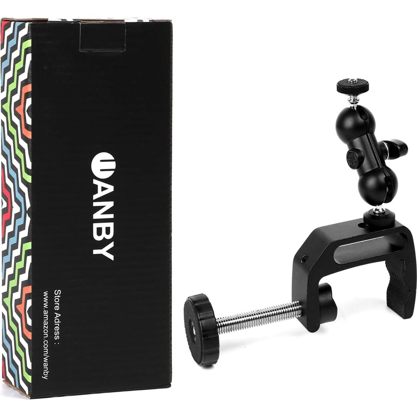 Soporte de cámara WANBY con abrazadera de doble bola 7.9x4.8cm