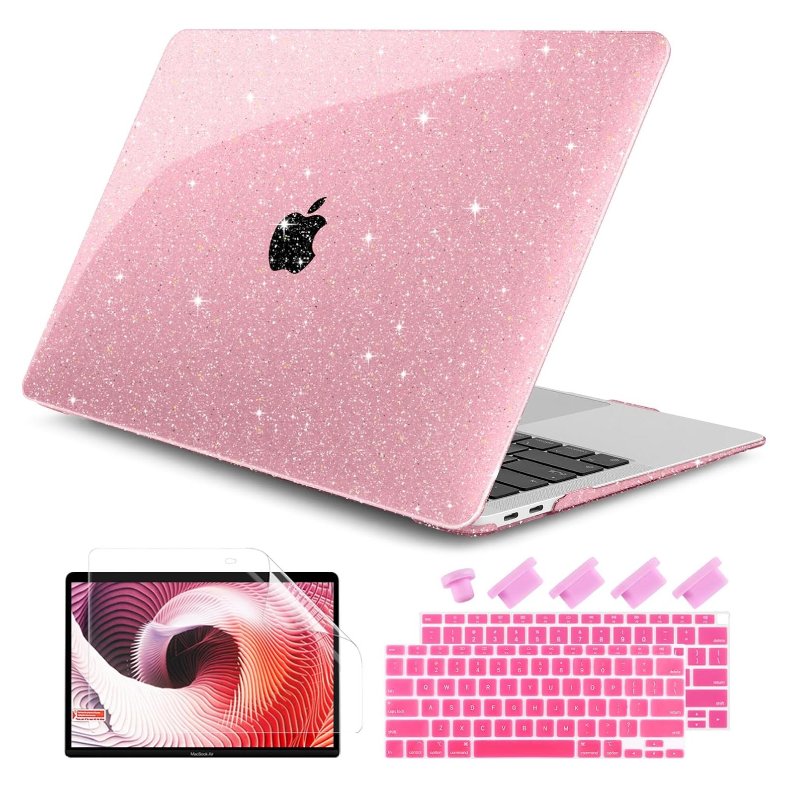 Funda DONGKE para MacBook Air 13" 2021-2018 Rosa Brillante