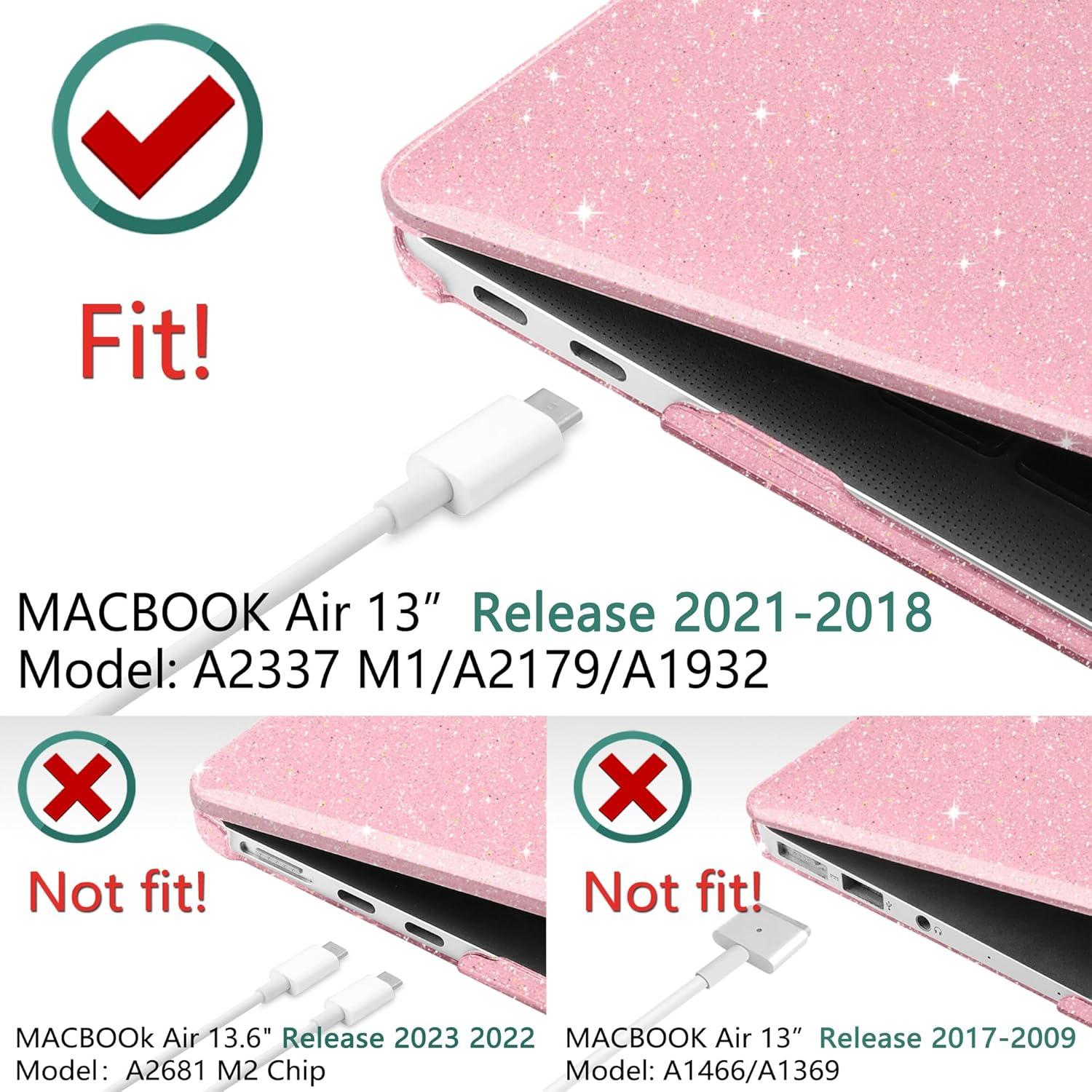 Funda DONGKE para MacBook Air 13" 2021-2018 Rosa Brillante