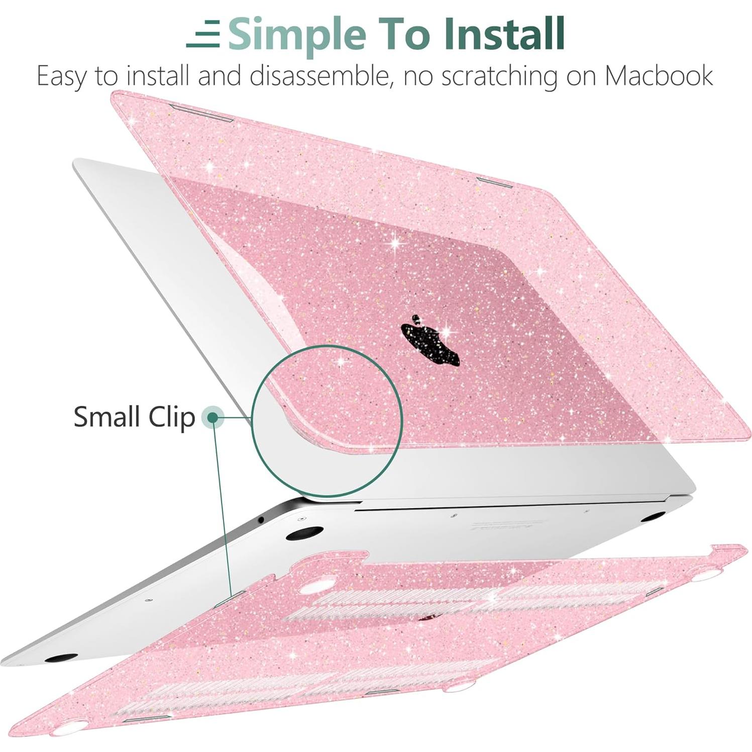 Funda DONGKE para MacBook Air 13" 2021-2018 Rosa Brillante