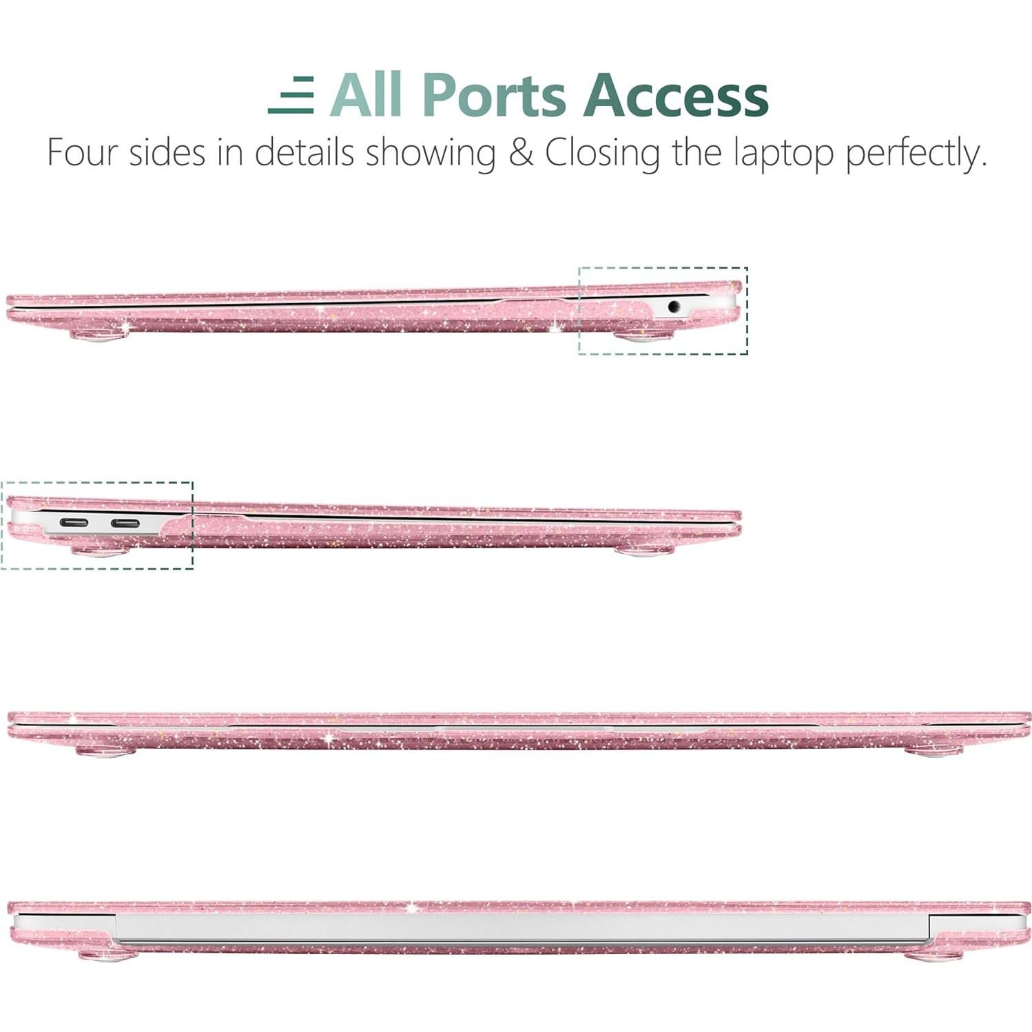 Funda DONGKE para MacBook Air 13" 2021-2018 Rosa Brillante