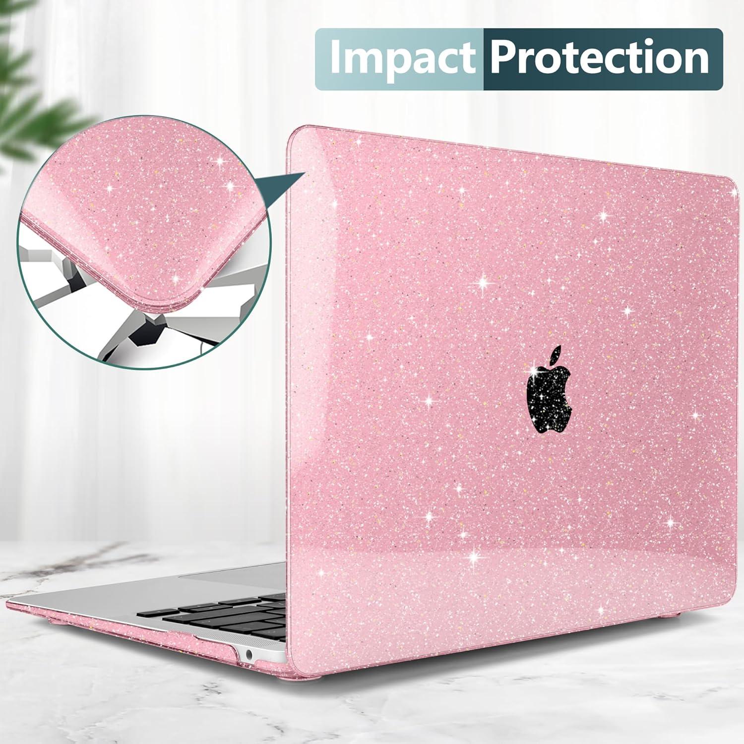 Funda DONGKE para MacBook Air 13" 2021-2018 Rosa Brillante