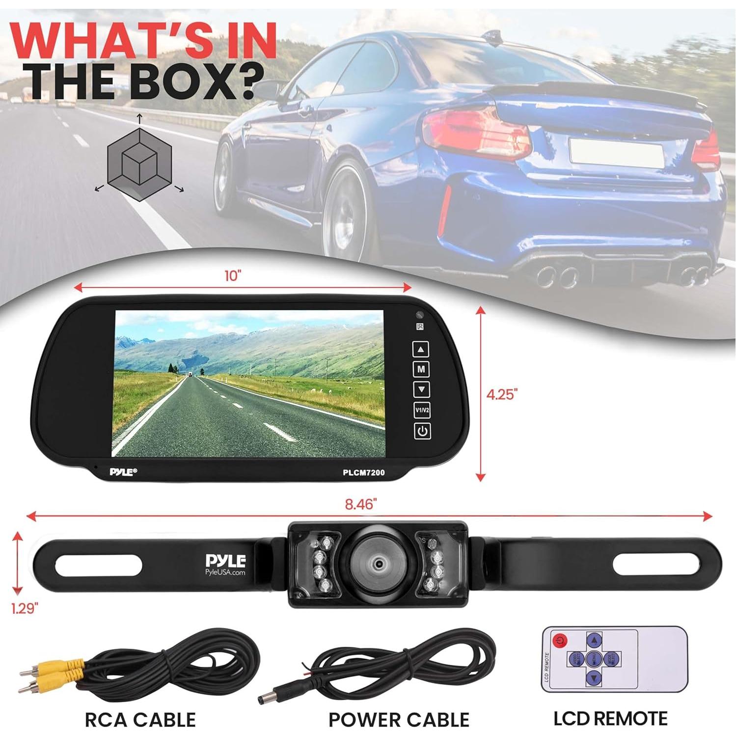 Cámara de Respaldo Pyle PLCM7200, Pantalla LCD 7", Impermeable