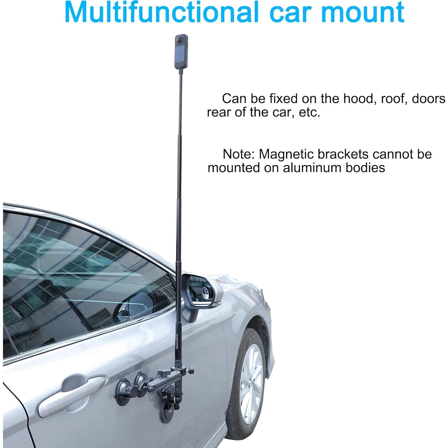 Kit de Montaje PellKing para Coche Insta360 4 en 1 con Palo de Selfie 114cm