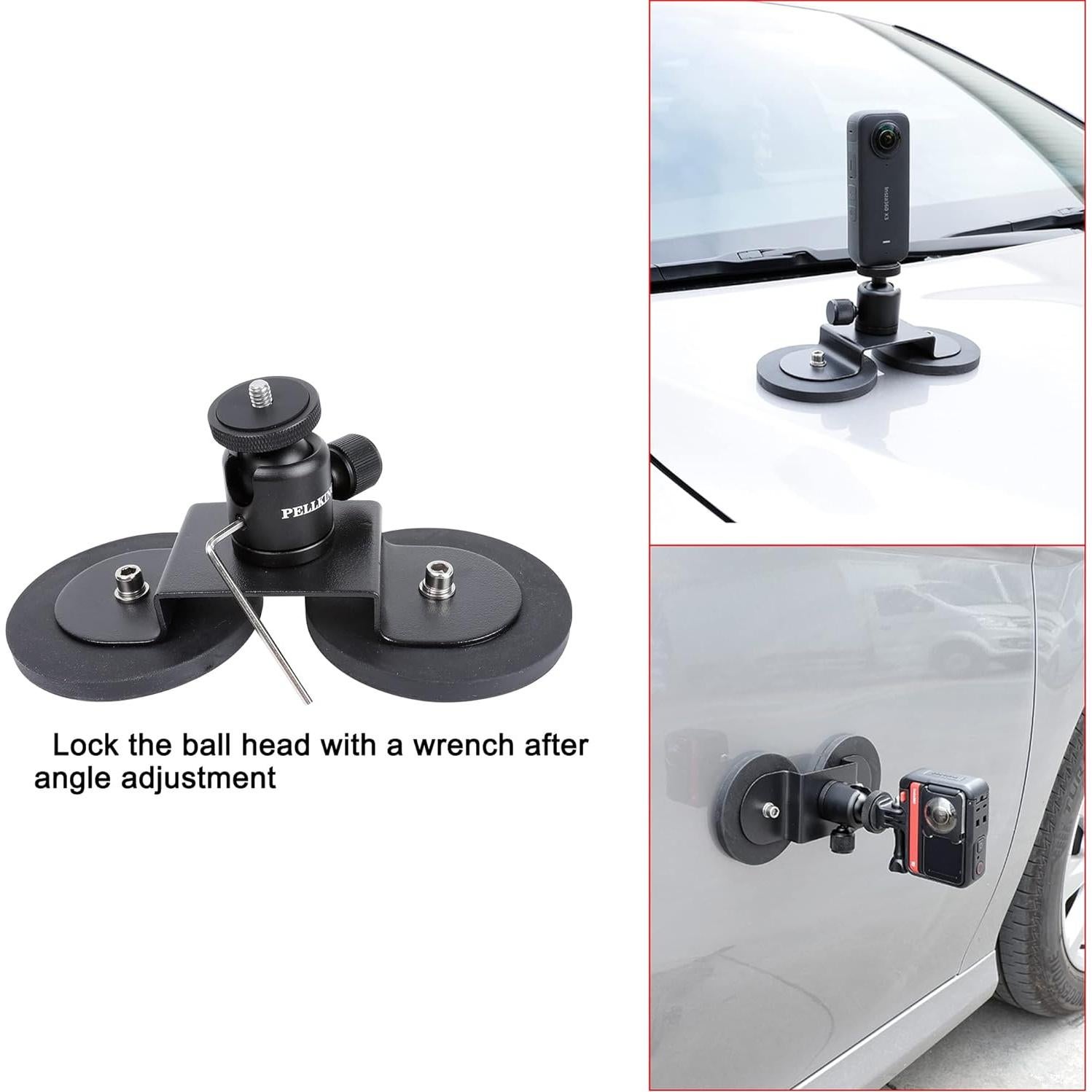 Kit de Montaje PellKing para Coche Insta360 4 en 1 con Palo de Selfie 114cm