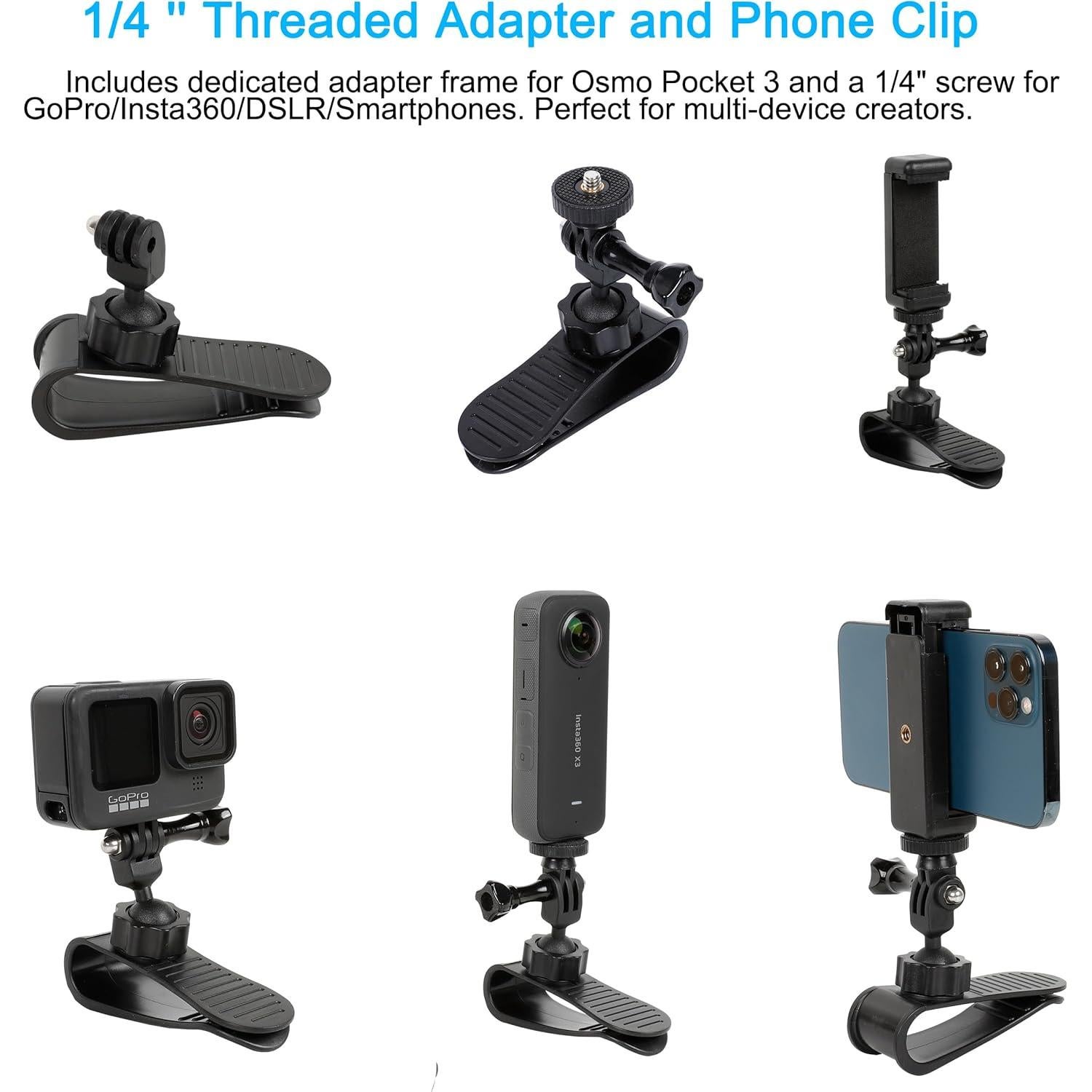 Soporte de cámara para visera PellKing DJI Osmo Pocket 3