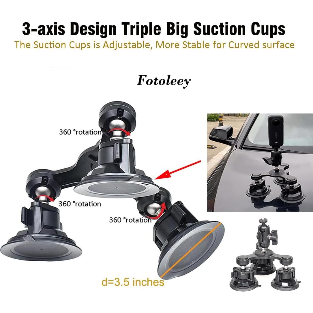 Soporte de Ventosa Triple FT para Coche Insta360 y GoPro
