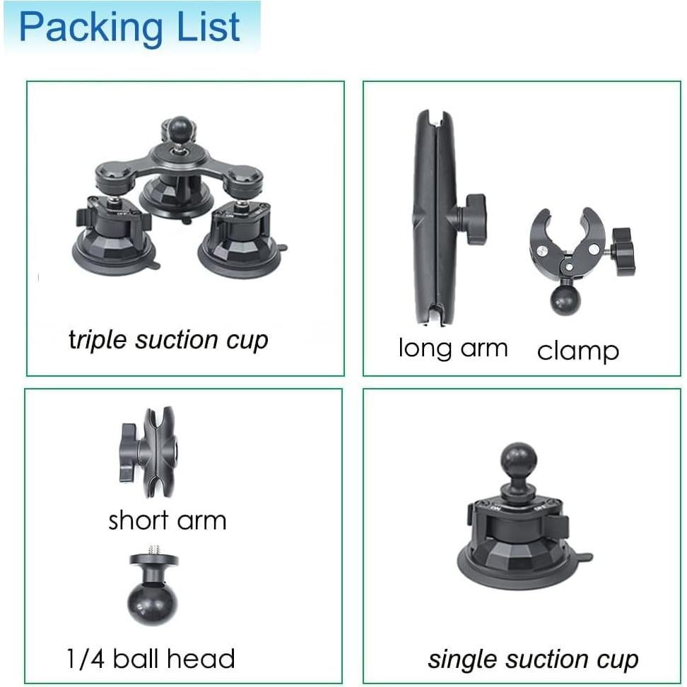 Soporte de Ventosa Triple FT para Coche Insta360 y GoPro