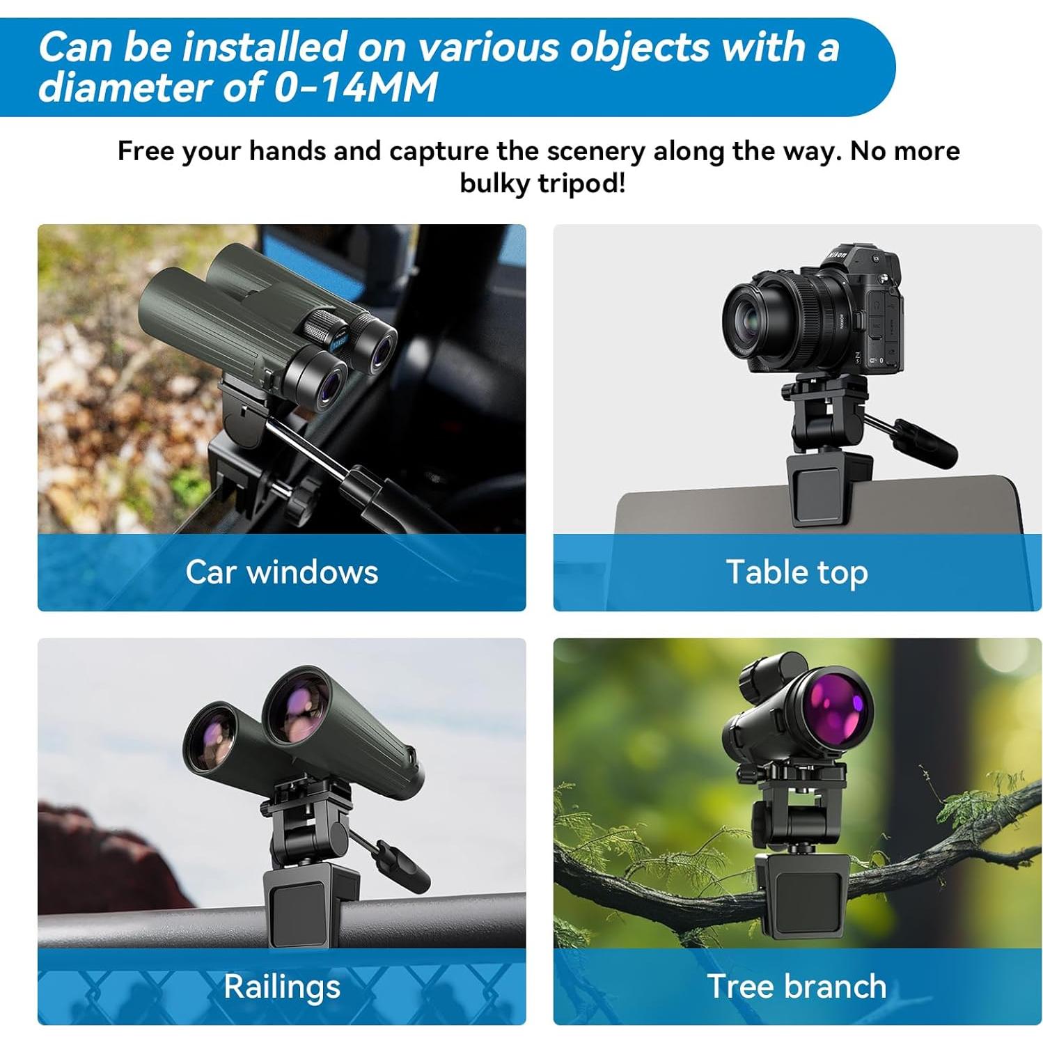 Soporte de Ventana de Coche APEXEL Ajustable 360° para Telescopios
