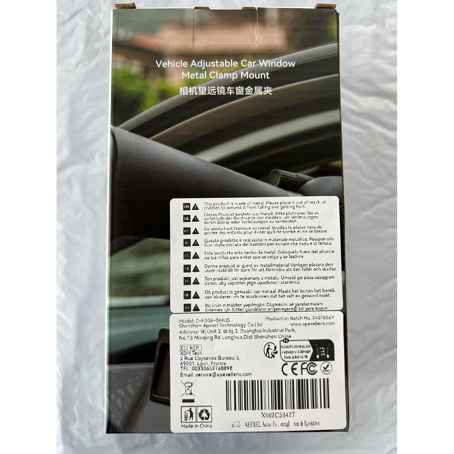 Soporte de Ventana de Coche APEXEL Ajustable 360° para Telescopios