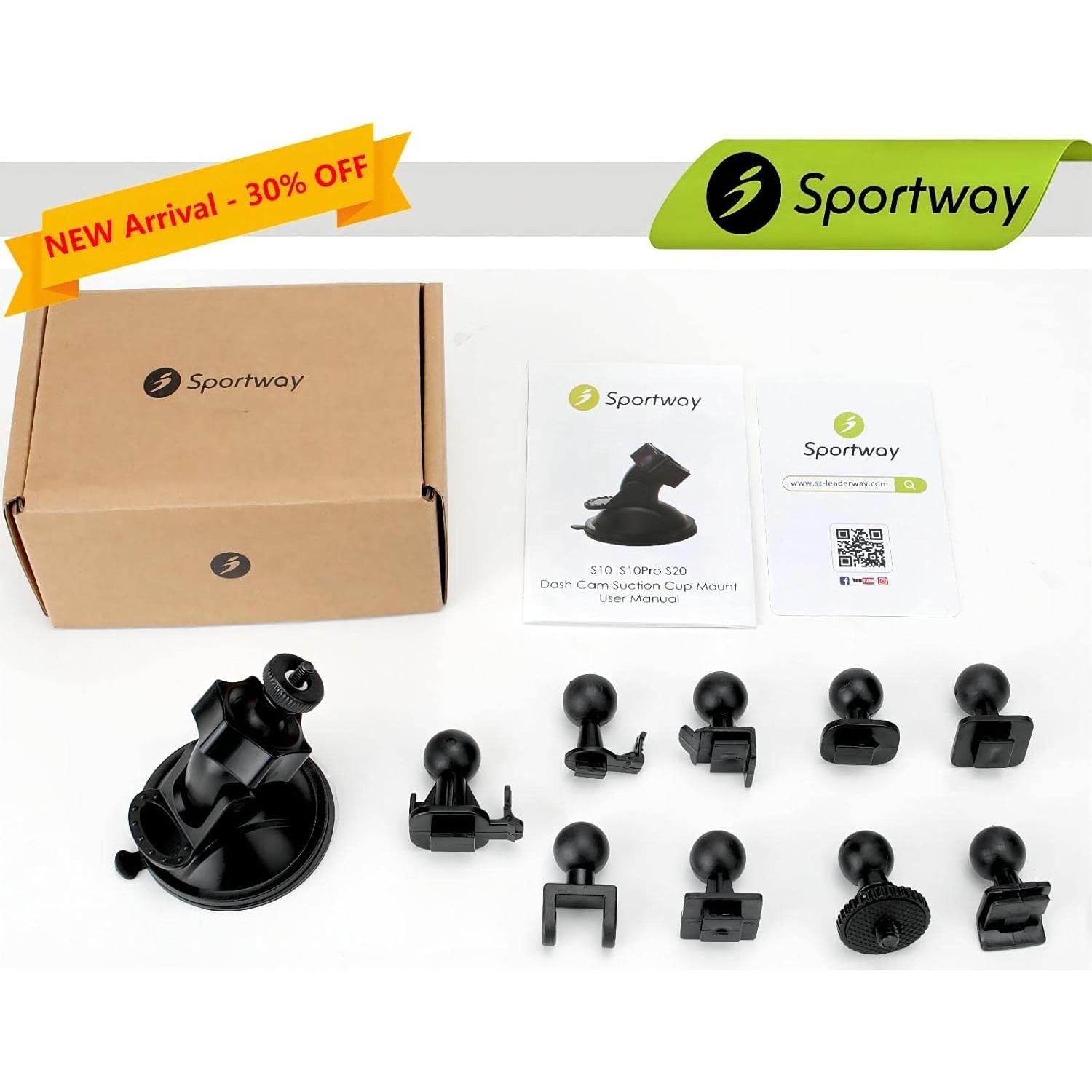 Soporte para cámara de tablero Sportway S10 Pro con ventosa