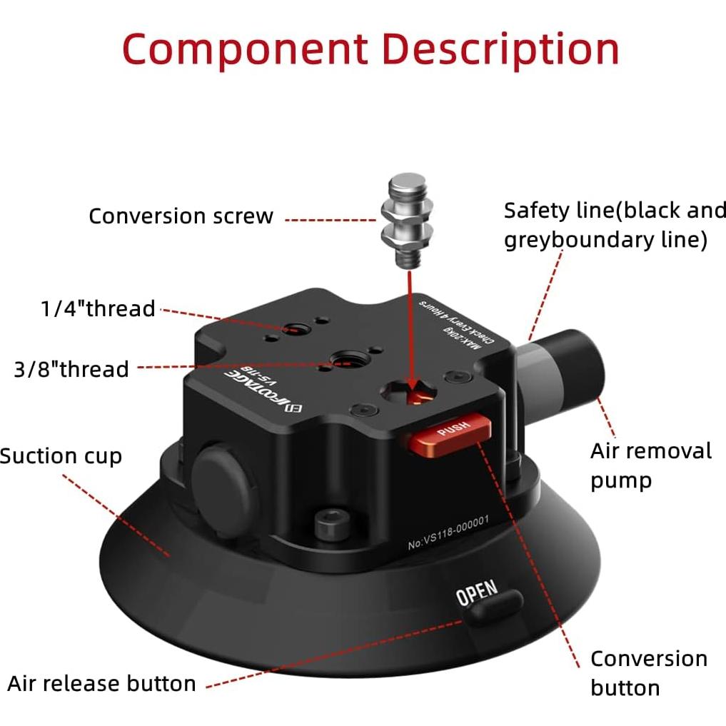 Soporte de cámara IFOOTAGE VS-146 con ventosa profesional
