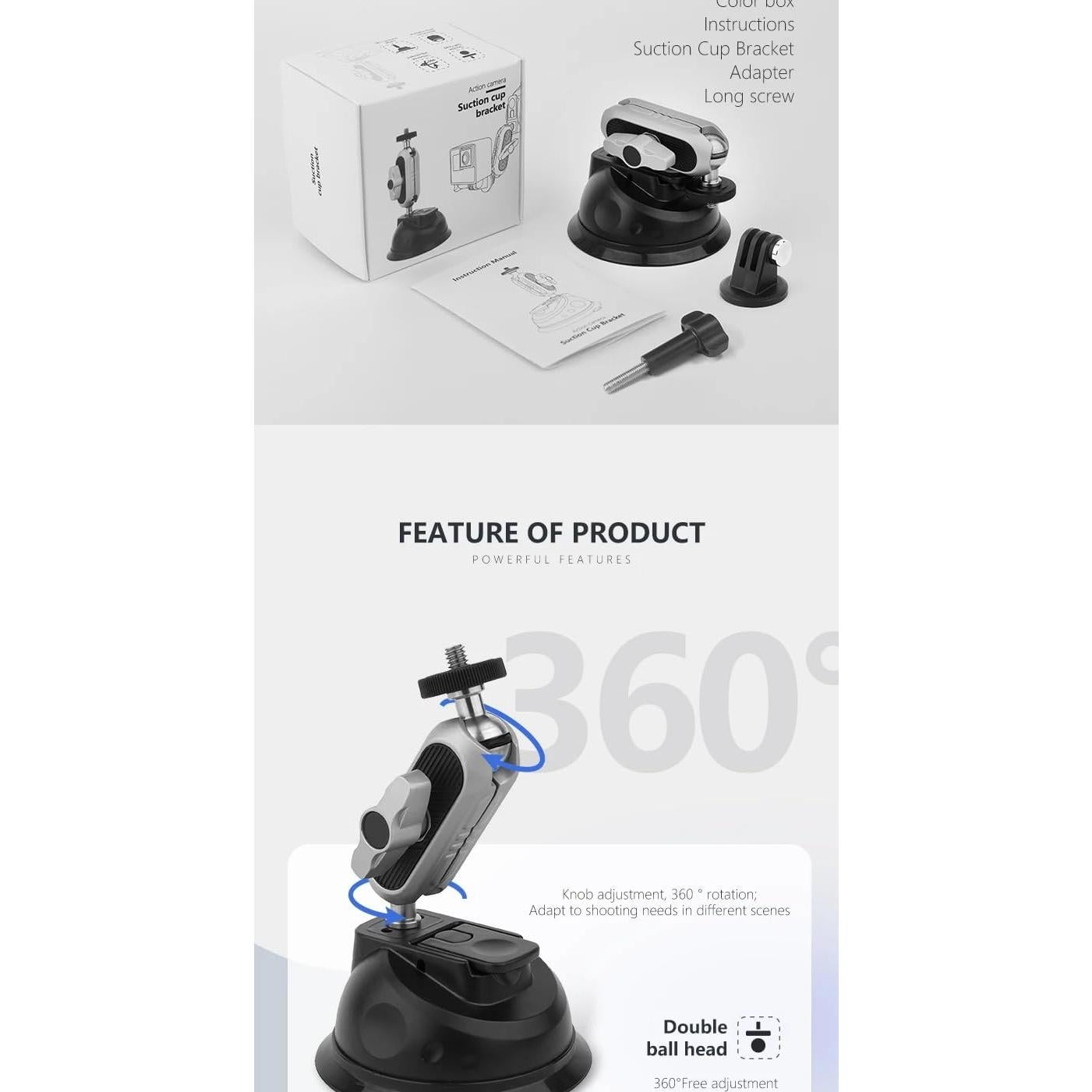 Soporte de Cámara de Aluminio REFLEX CAMERA para Coche - Ventosa 360°