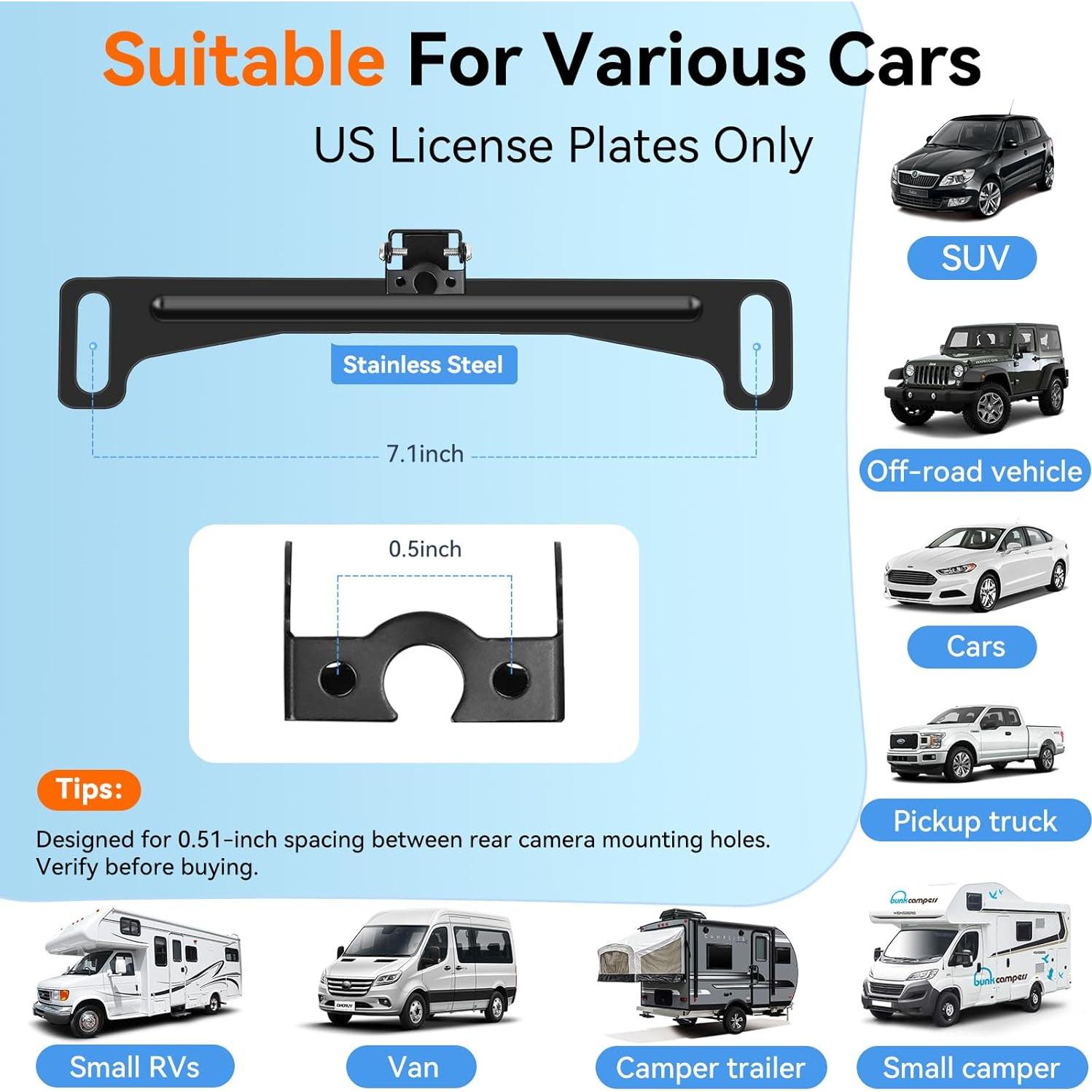 Soporte de Placa de Licencia para Cámara de Reversa Fnysmkv
