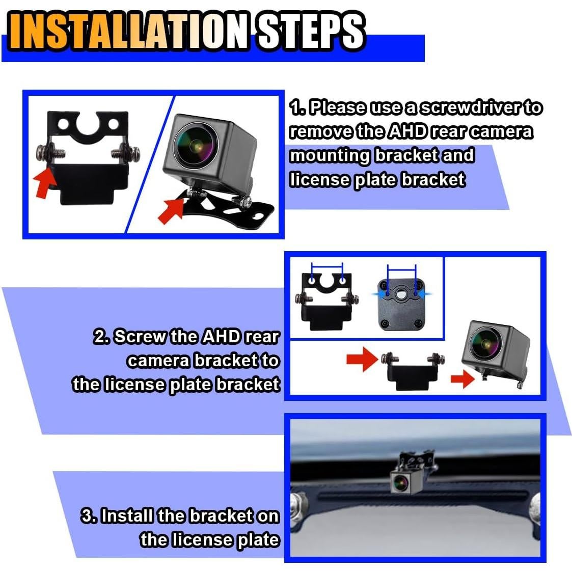 Soporte de Placa de Licencia KITUREK para Cámara Trasera