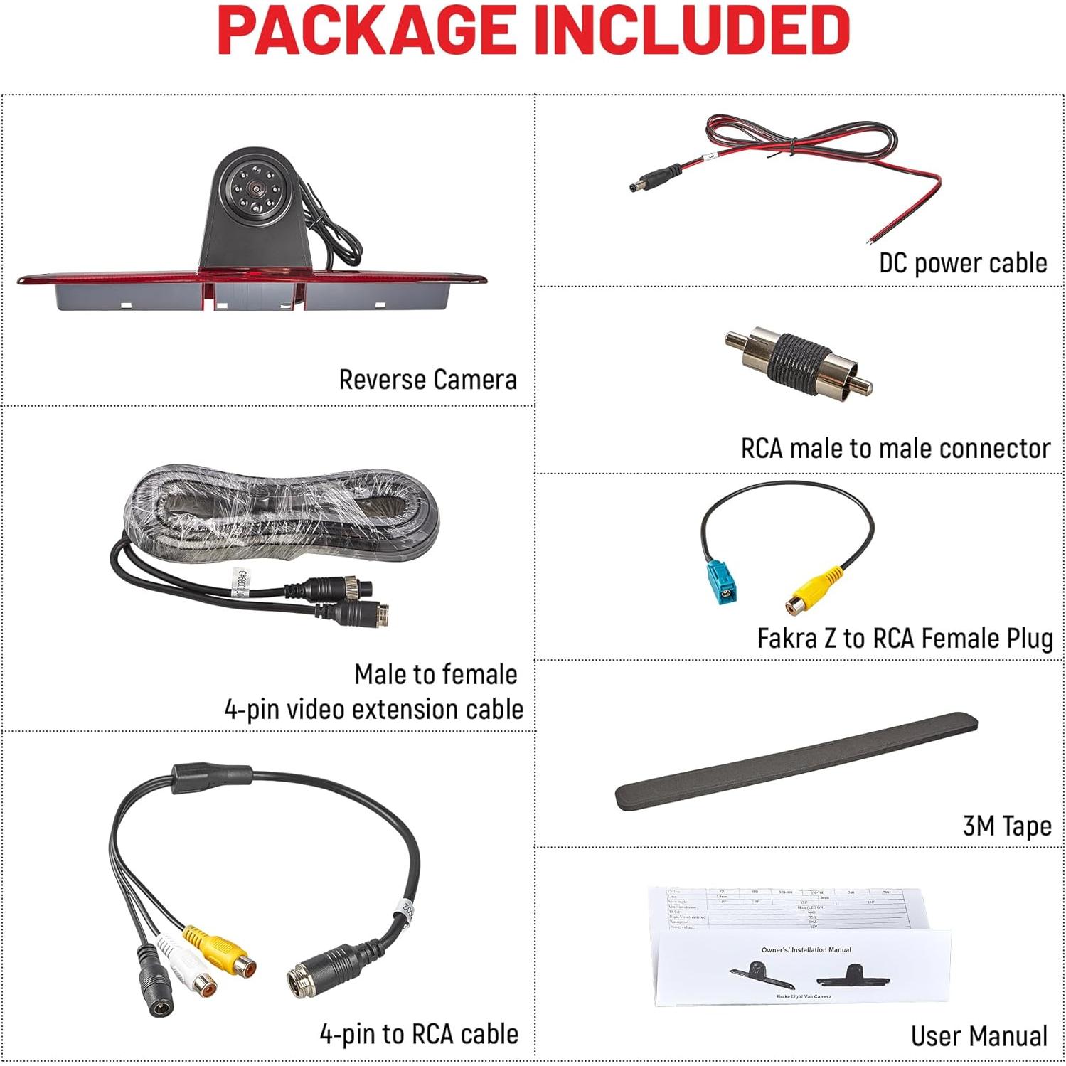 Cámara de Respaldo RED WOLF con Luz de Freno para Sprinter 2007-2018