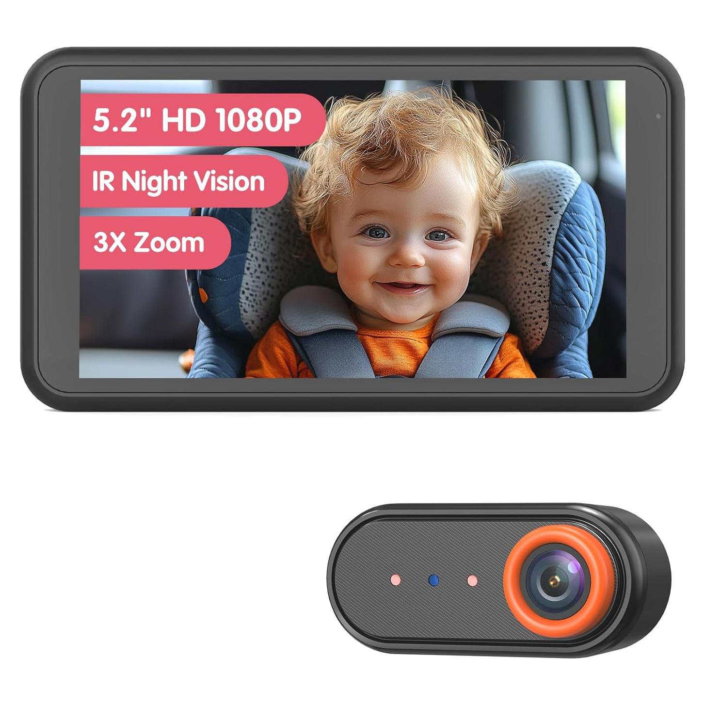 Cámara para Bebés en Auto BM2A 5.2" HD 1080P Visión Nocturna