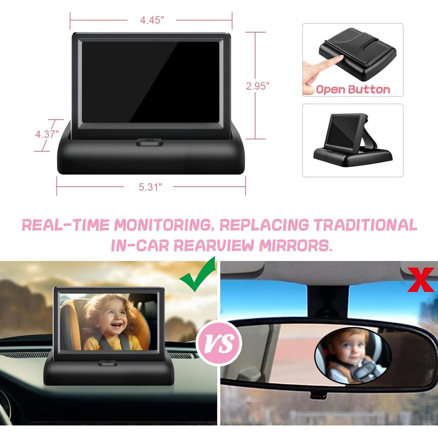 Cámara para Bebé RVGoNow con Monitor 4.3" HD 1080P USB