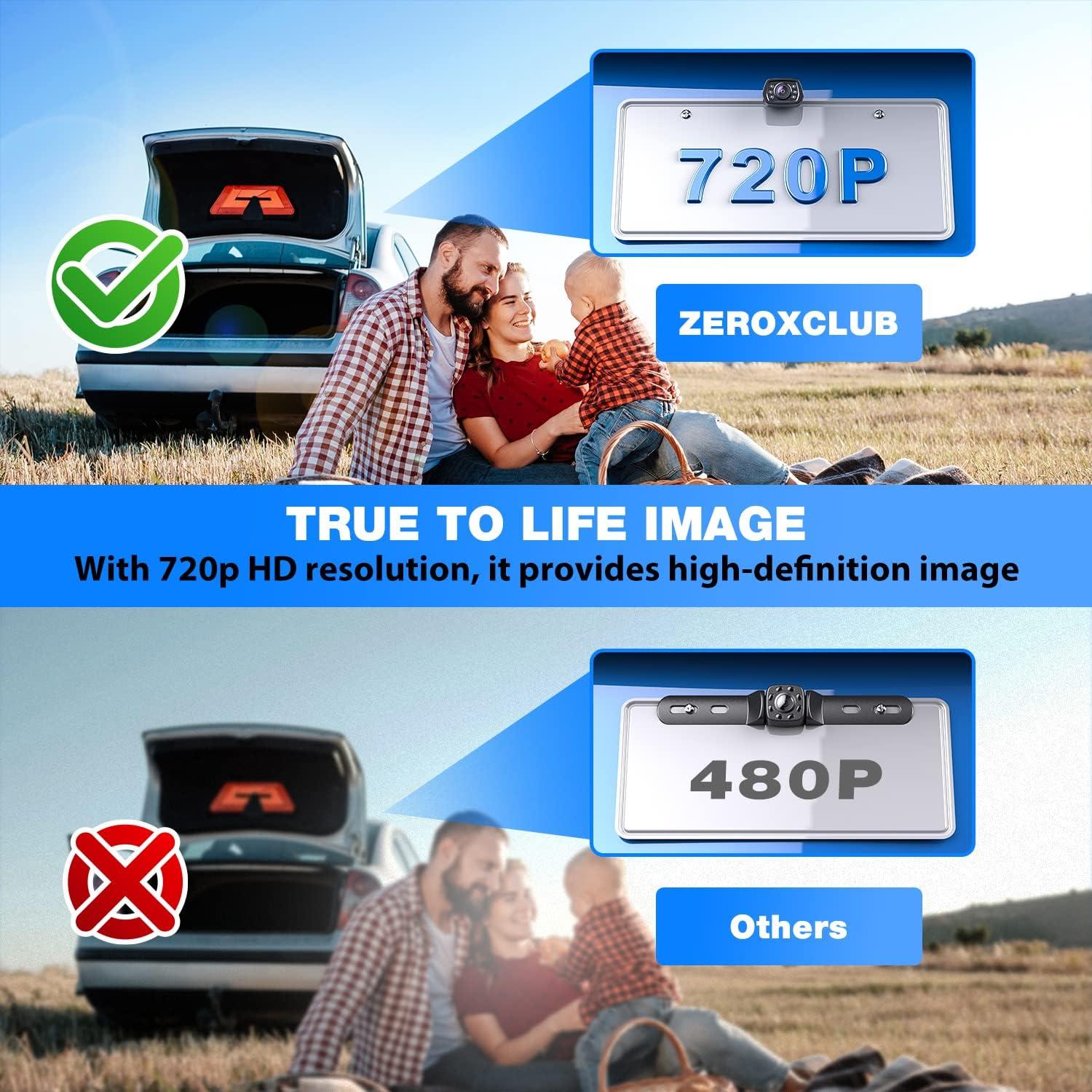 Cámara de Respaldo ZEROXCLUB B2 con 6 LEDs y Visión Nocturna