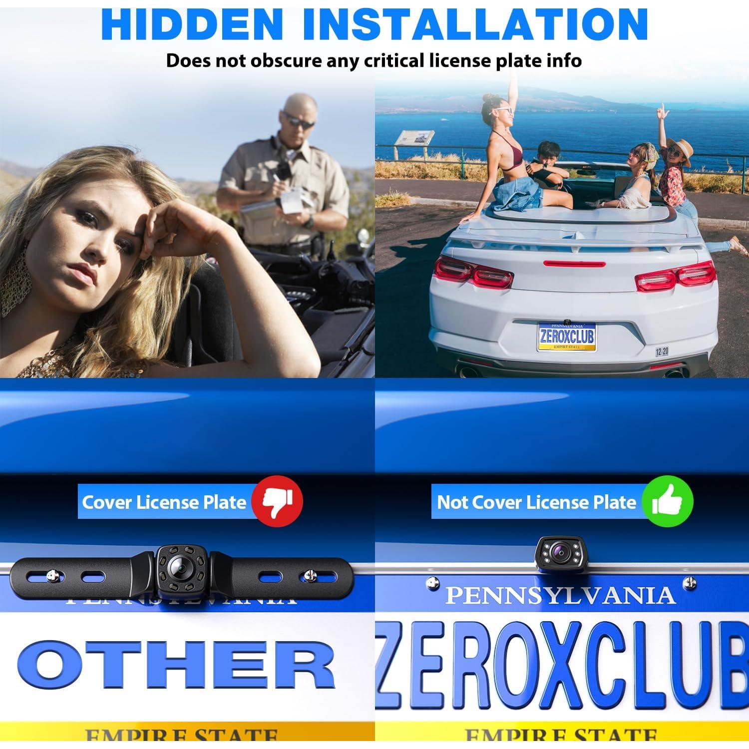 Cámara de Respaldo ZEROXCLUB B2 con 6 LEDs y Visión Nocturna