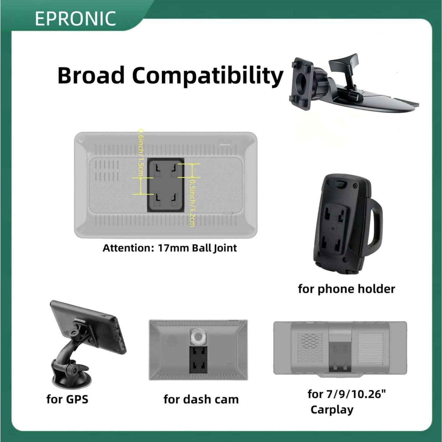 Soporte de Pantalla Carplay Epronic CD3 - 2 Pcs, Universal 17mm