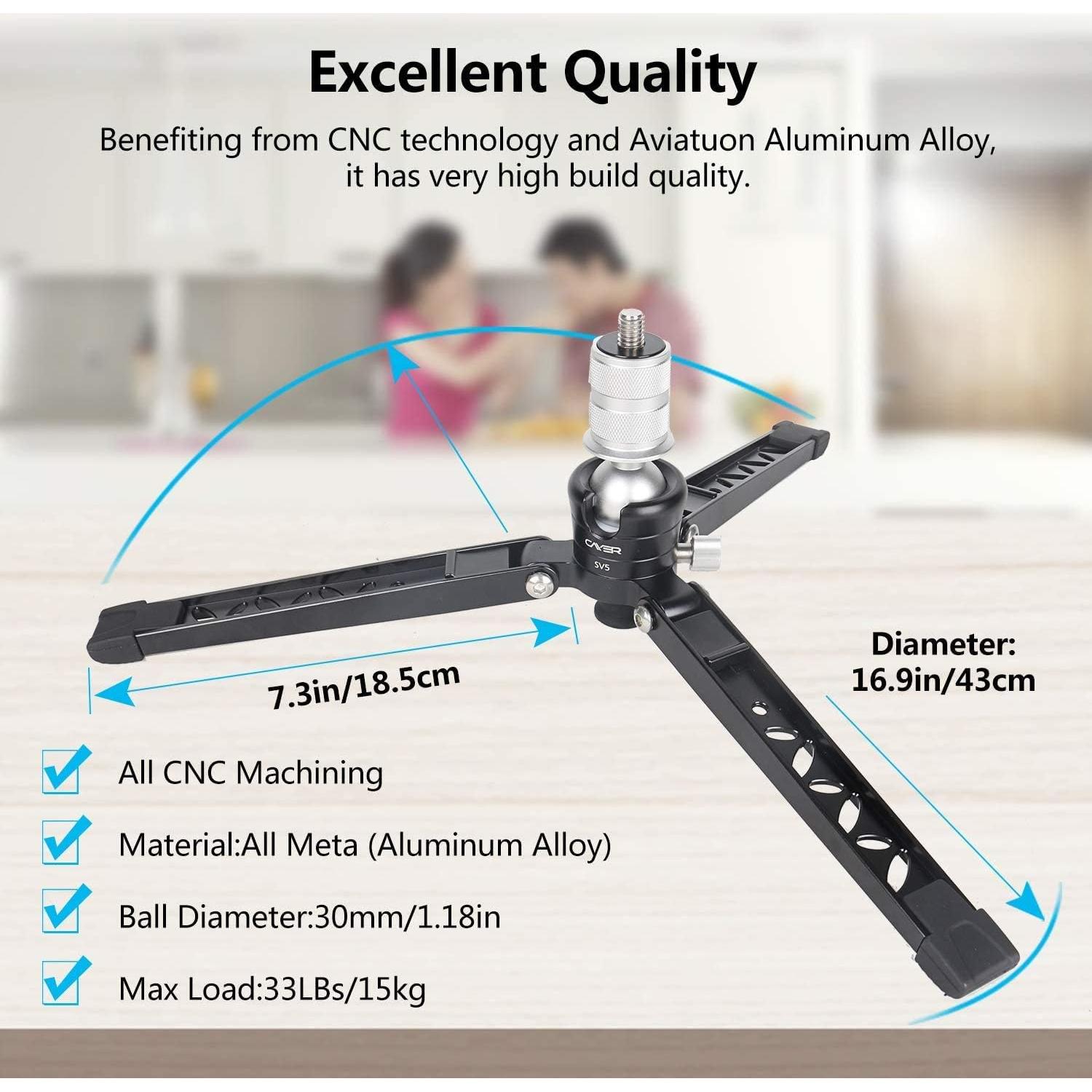 Trípode de Mesa Cayer SV5 Aluminio Compacto 19.05 cm