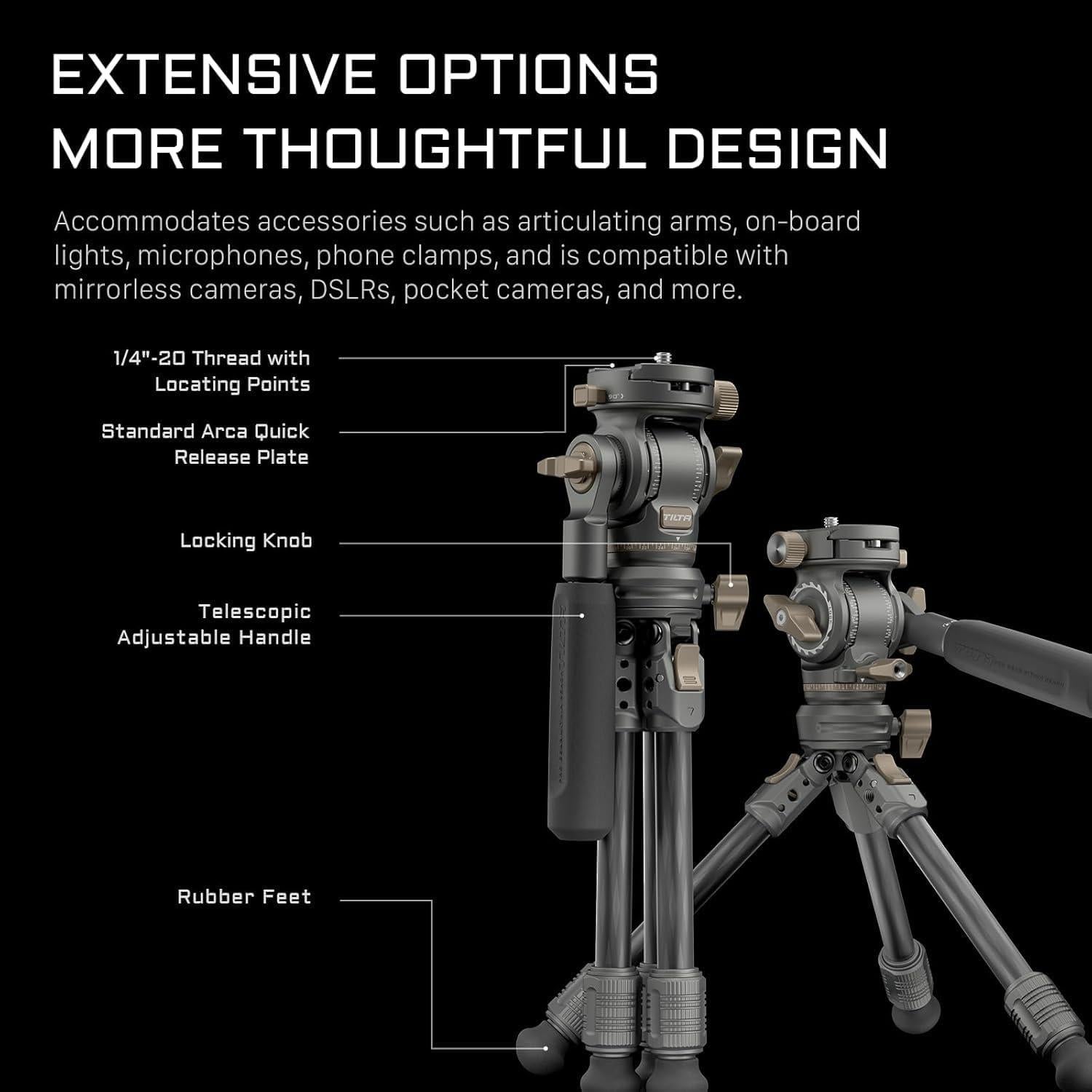 Cabezal de Video Tilta VT03 con Trípode de Fibra de Carbono 3kg