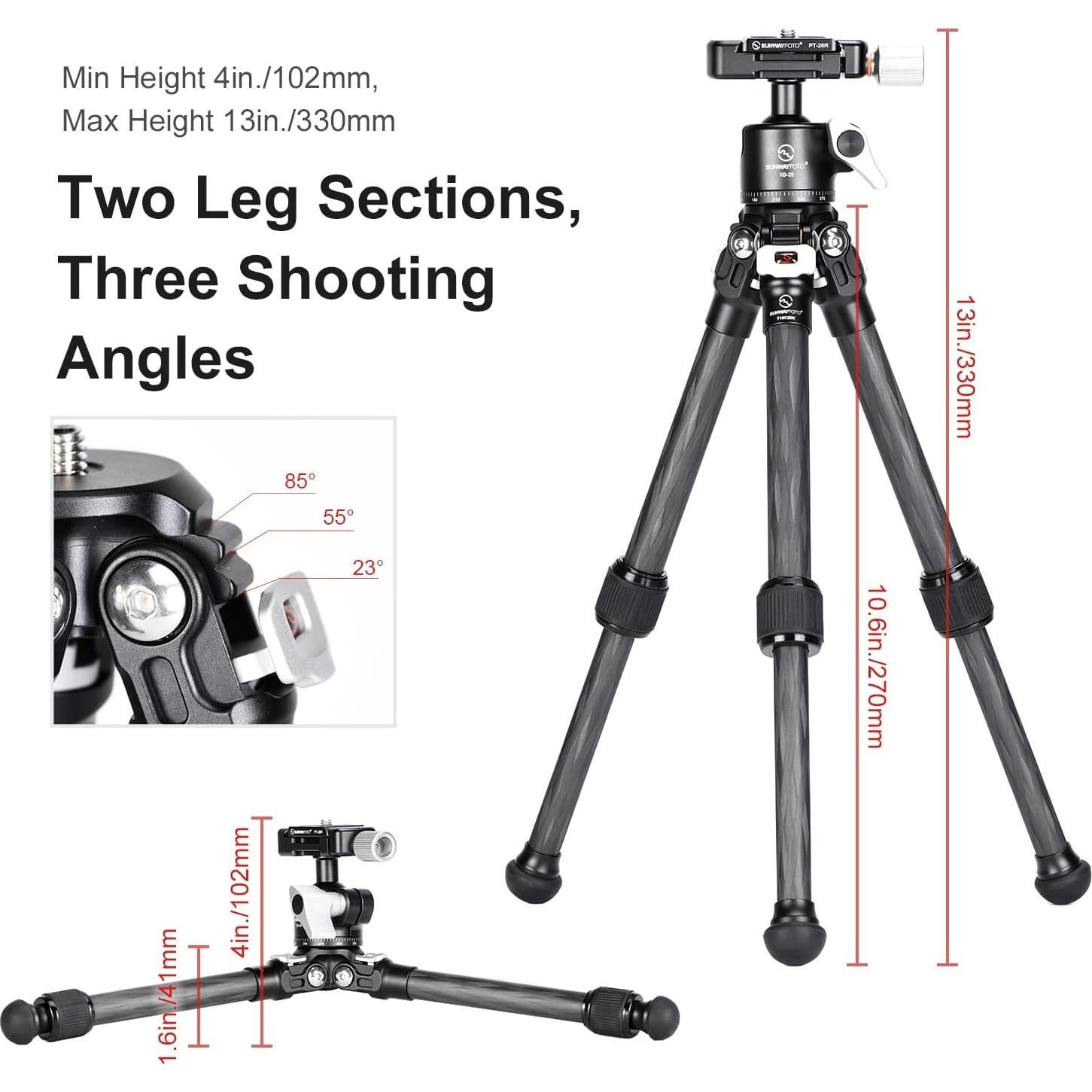 Trípode Mini de Fibra de Carbono T16C20N II para DSLR 10kg