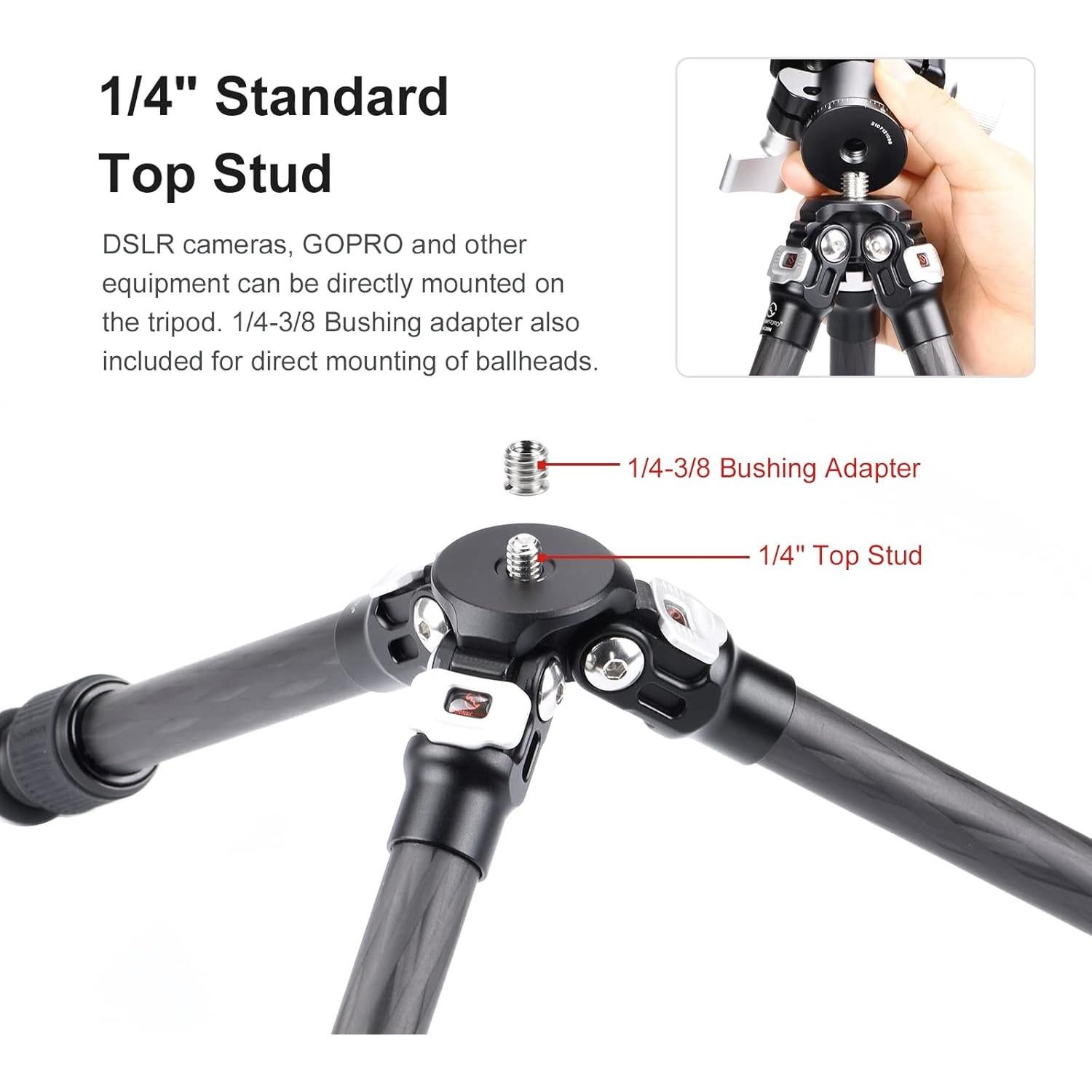 Trípode Mini de Fibra de Carbono T16C20N II para DSLR 10kg