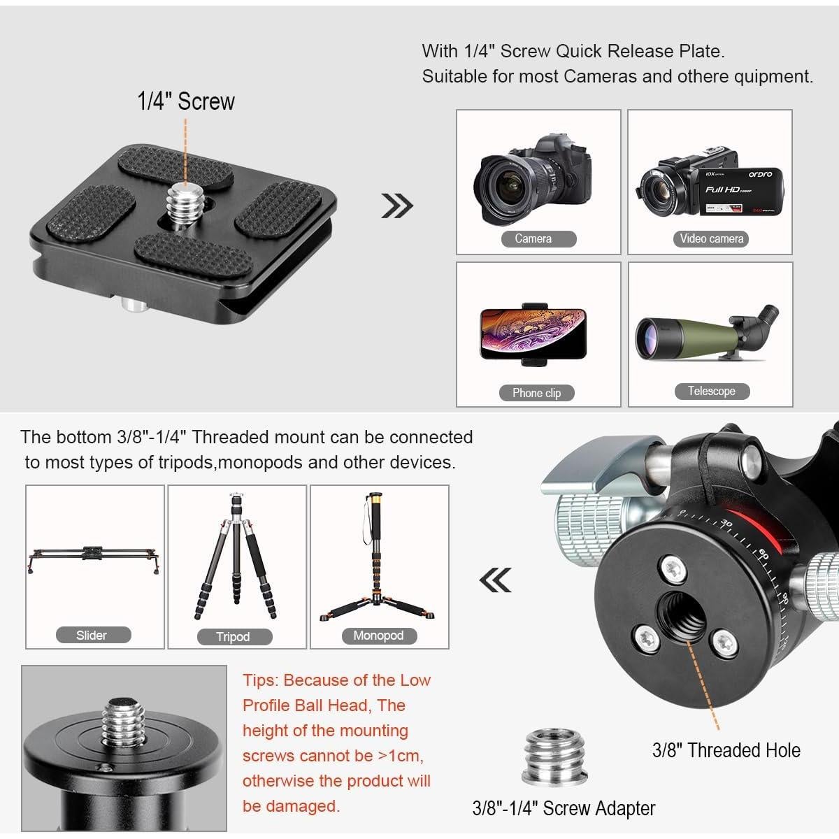 Cabezal de bola Koolehaoda E1 para trípode 360° 10kg