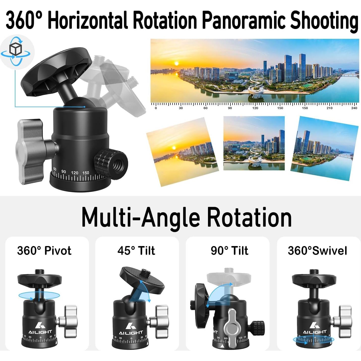 Cabezal de bola mini Ailight para trípode - 2 paquetes