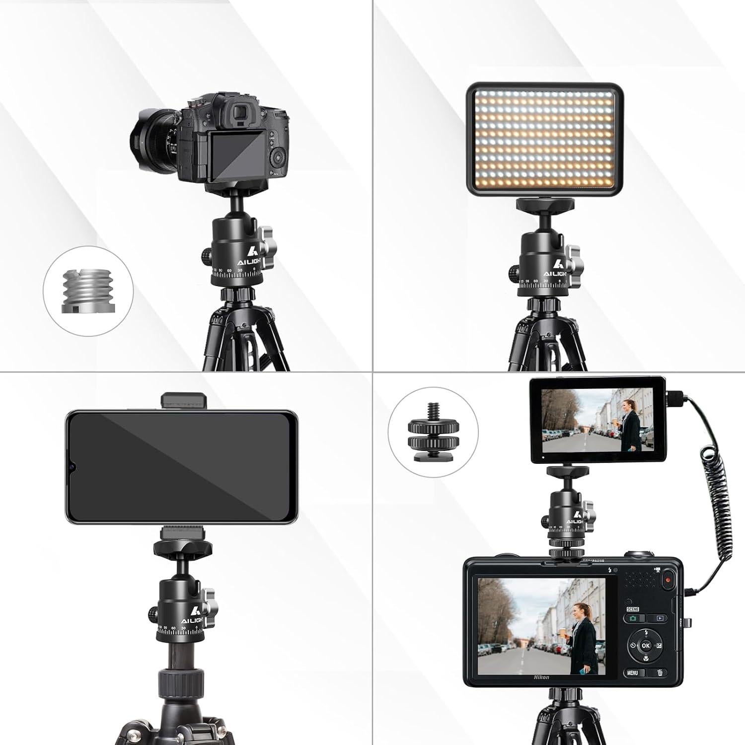 Cabezal de bola mini Ailight para trípode - 2 paquetes