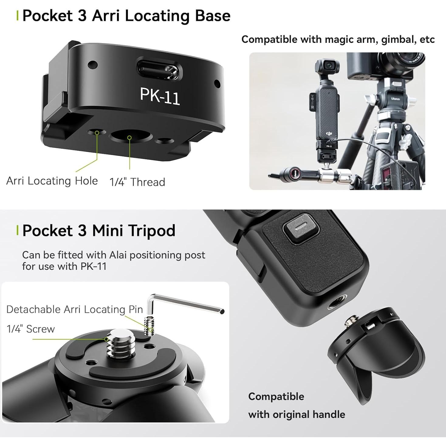 Kit Mini Trípode ULANZI PK-08 y PK-11 para DJI Osmo Pocket 3