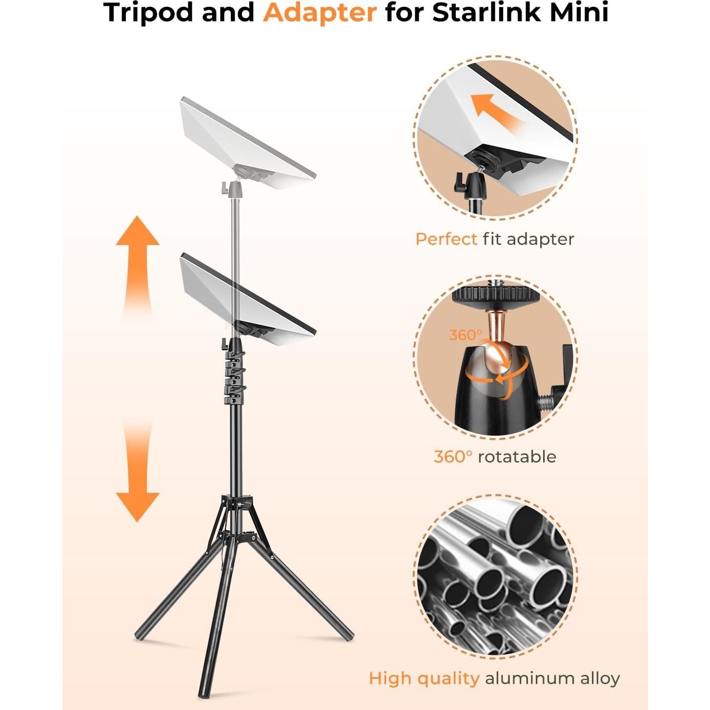 Soporte de trípode mini Nexiview para Starlink, altura 3 niveles