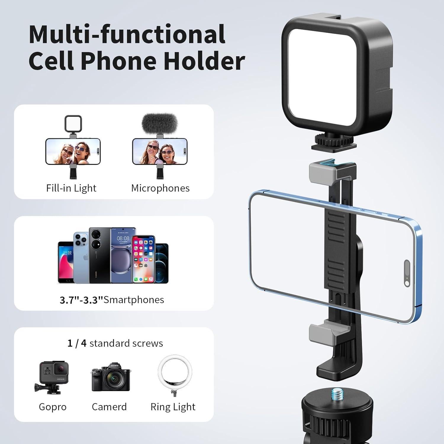 Trípode Extensible Auleda 70" (177.8 cm) para GoPro y Smartphone