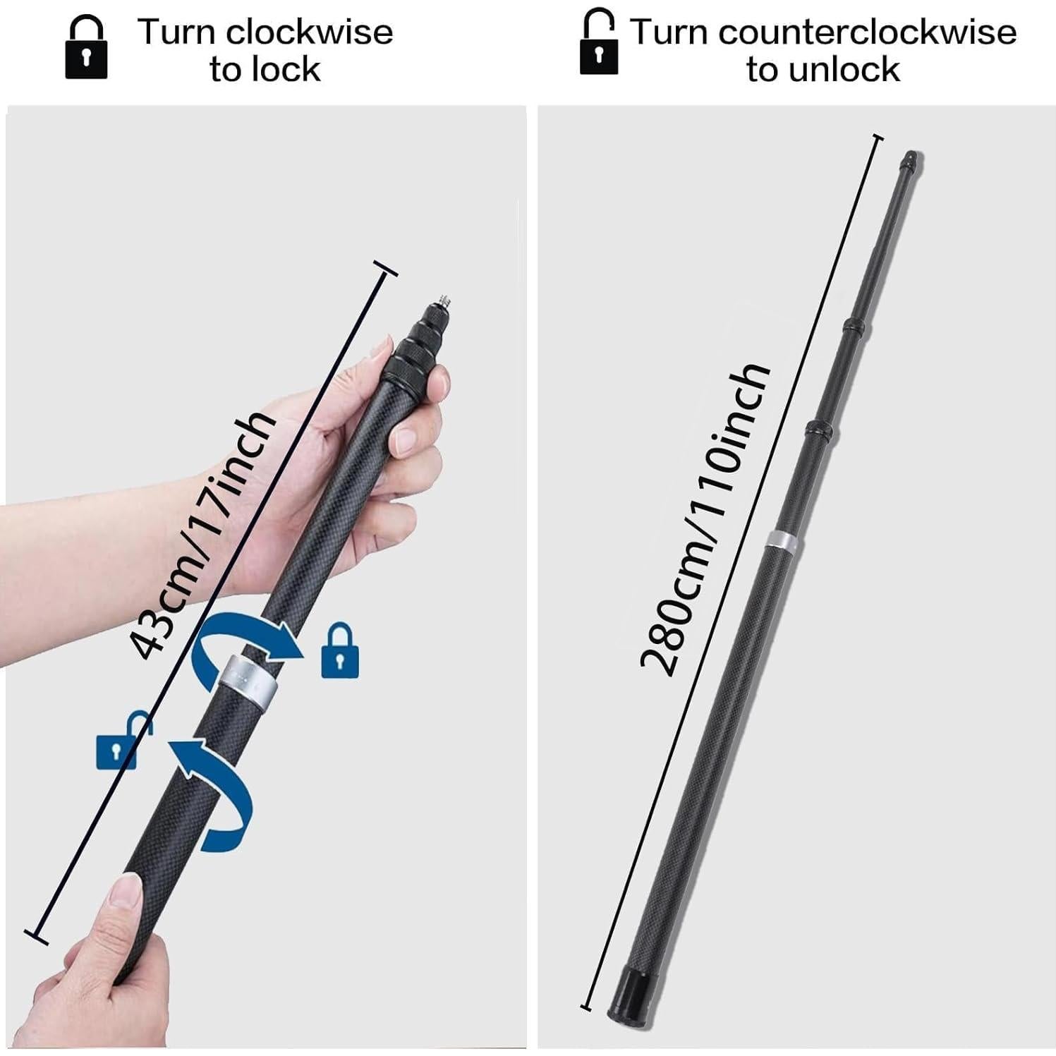 Palo para Selfies Invisible 2.8m Fibra de Carbono tsfeiiii
