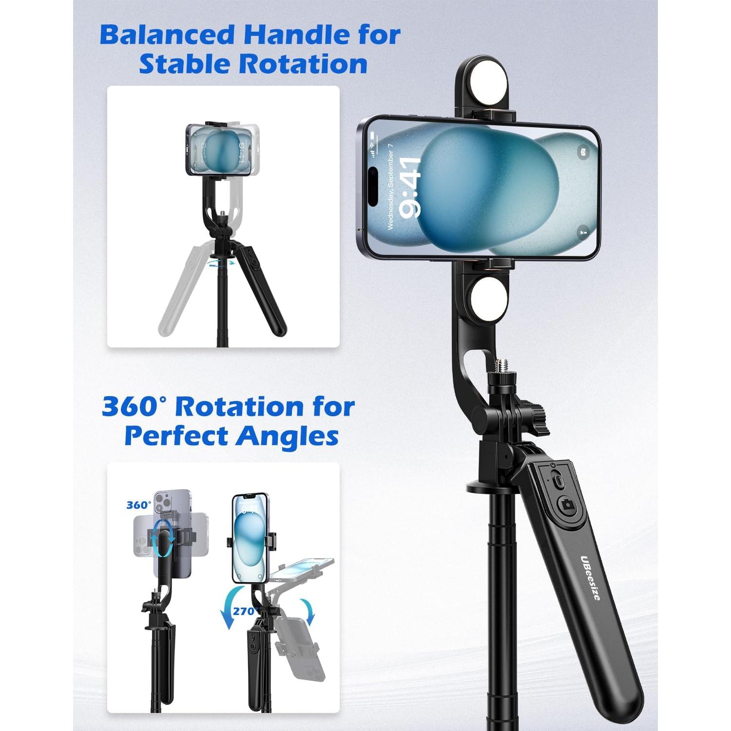 Trípode Extensible UBeesize 162.5 cm con Luz y Control Remoto