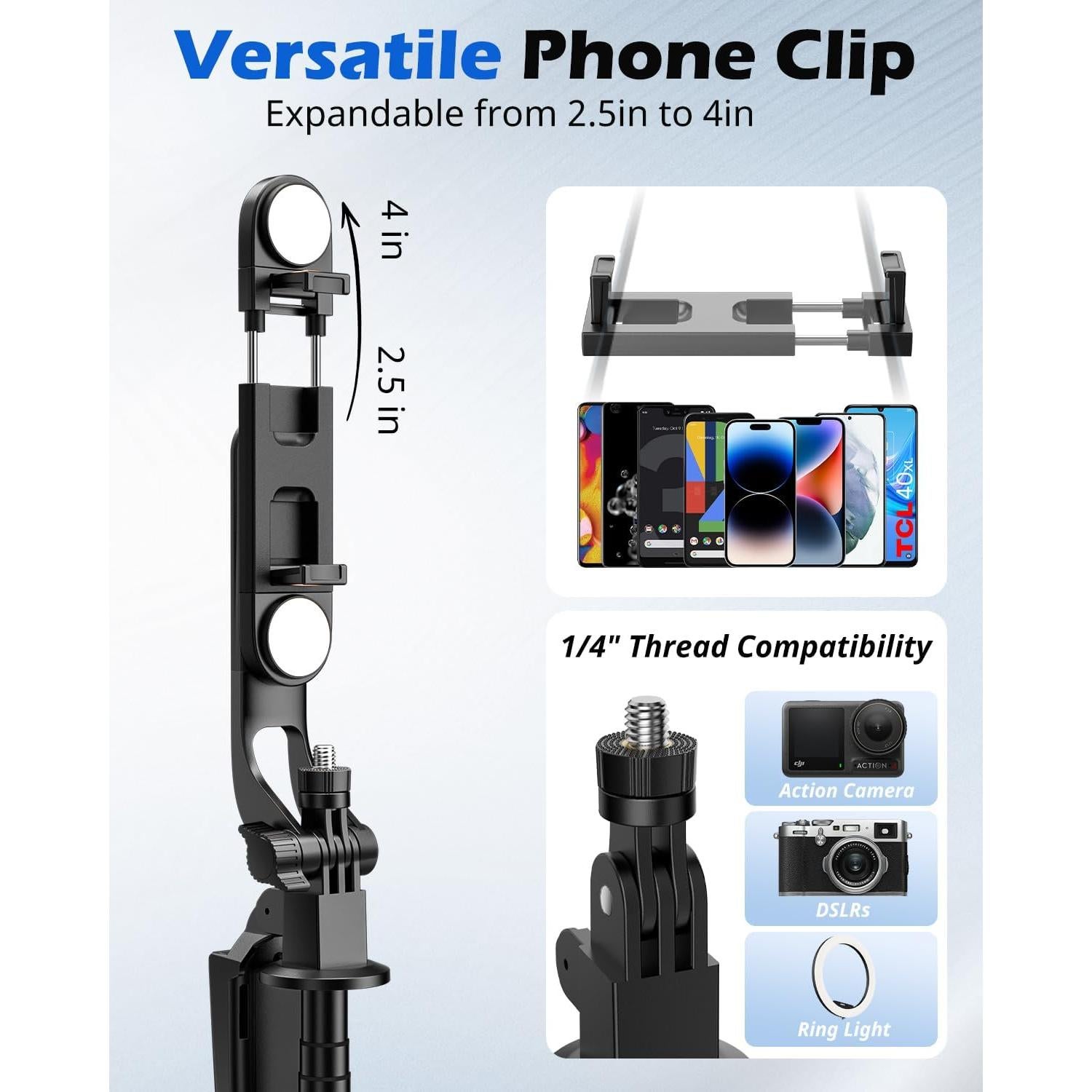 Trípode Extensible UBeesize 162.5 cm con Luz y Control Remoto