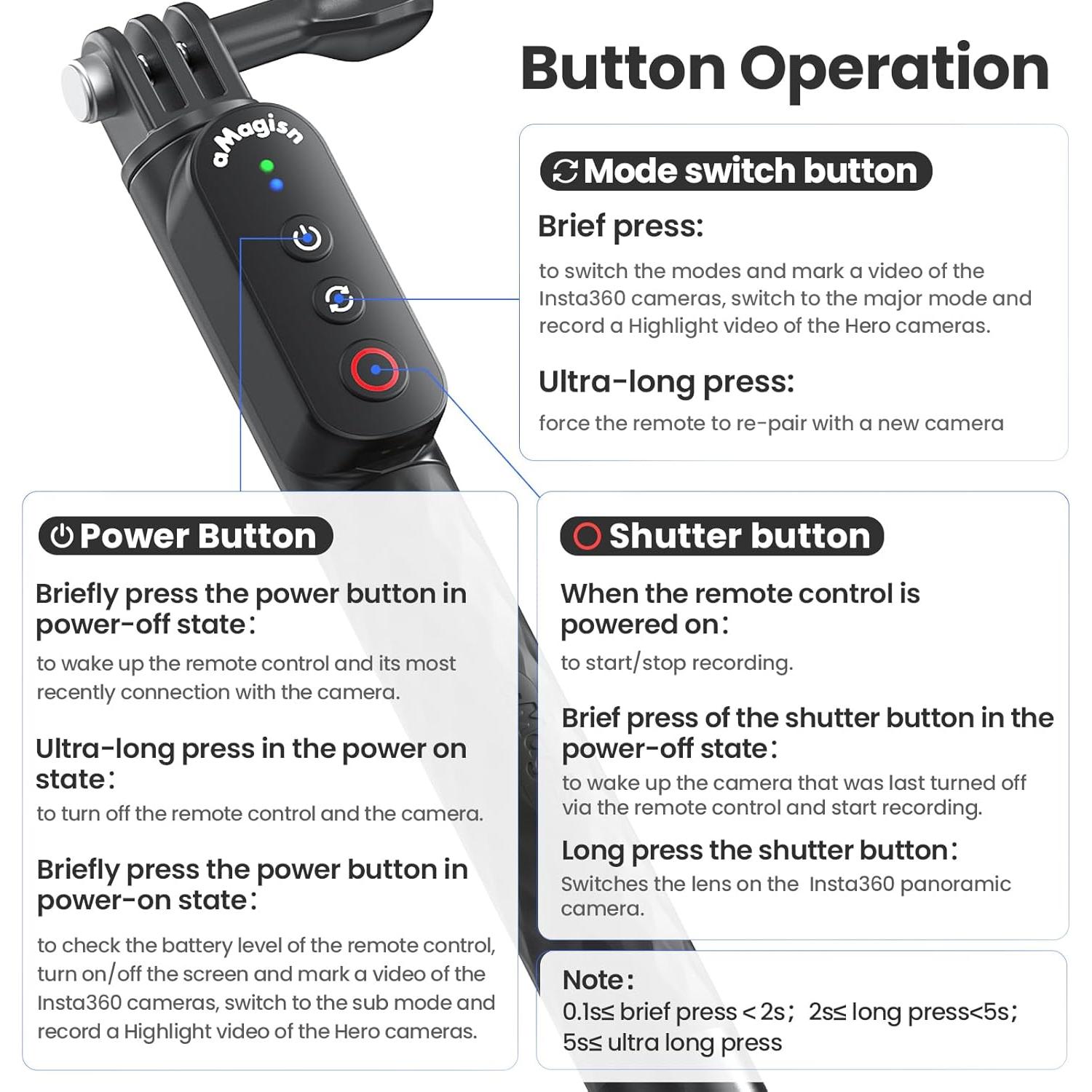 Selfie Stick Control Remoto Impermeable Aovee 100cm Bluetooth