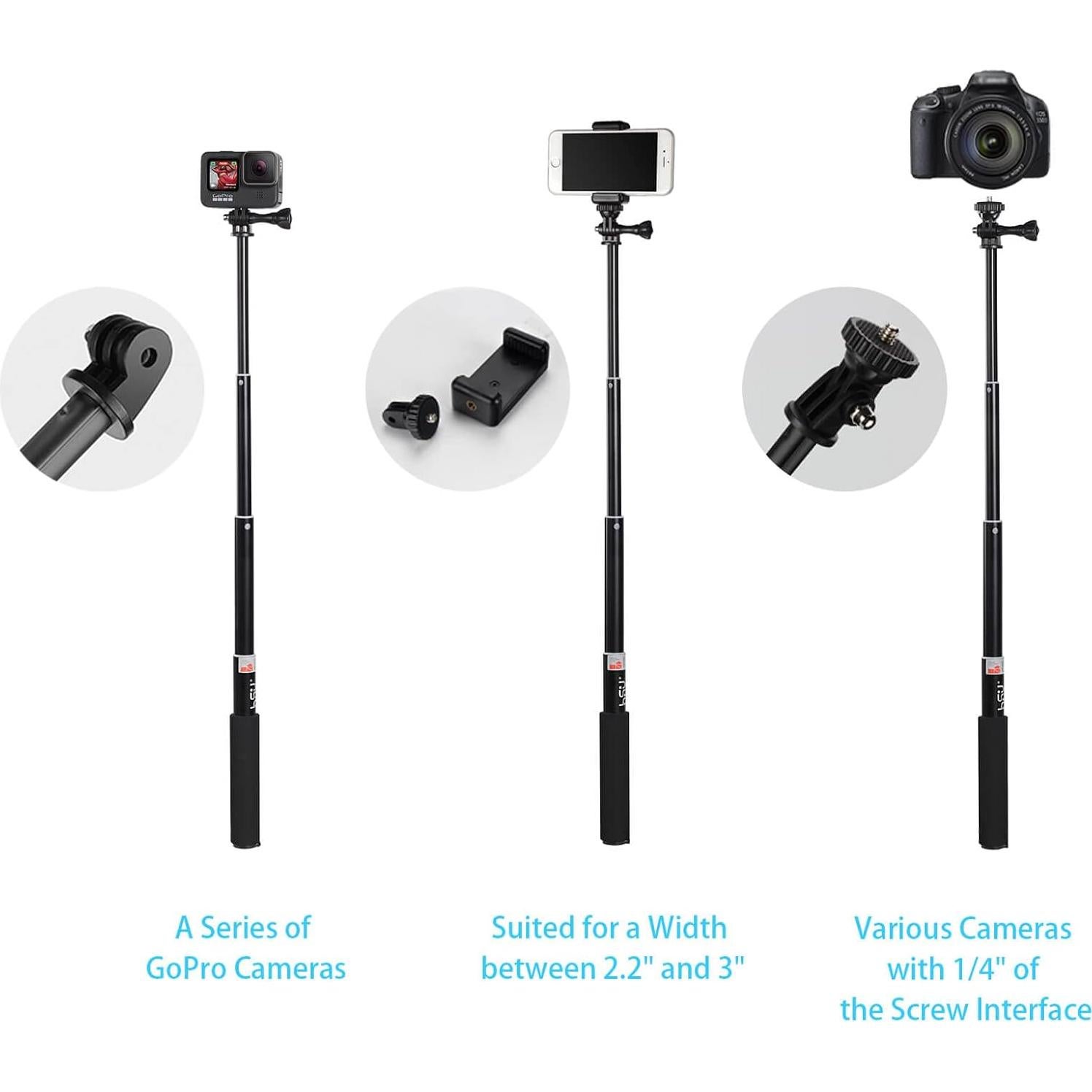 HSU Selfie Stick Telescópico Impermeable para GoPro y Móviles