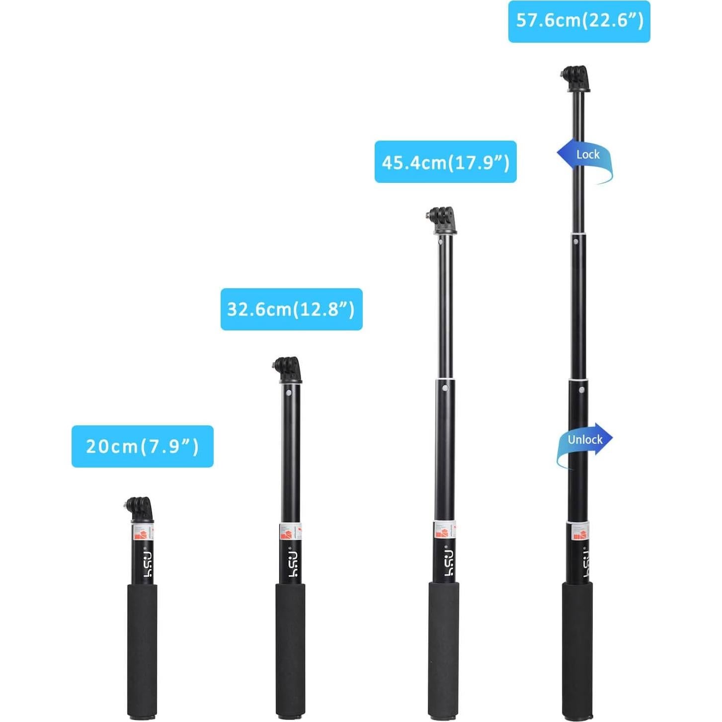 HSU Selfie Stick Telescópico Impermeable para GoPro y Móviles